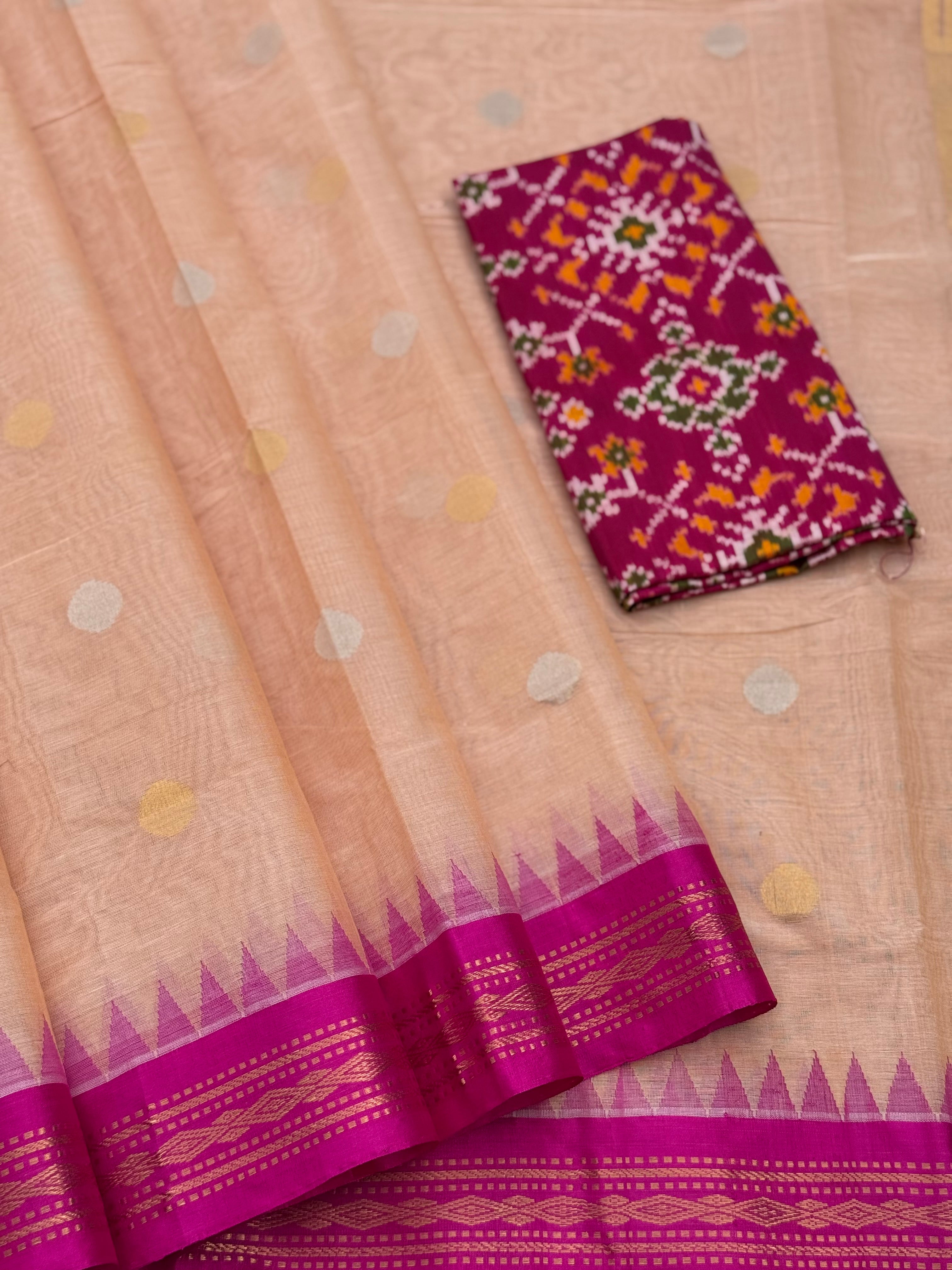 Handspun and handwoven ponduru Khadhi jamdani cotton saree