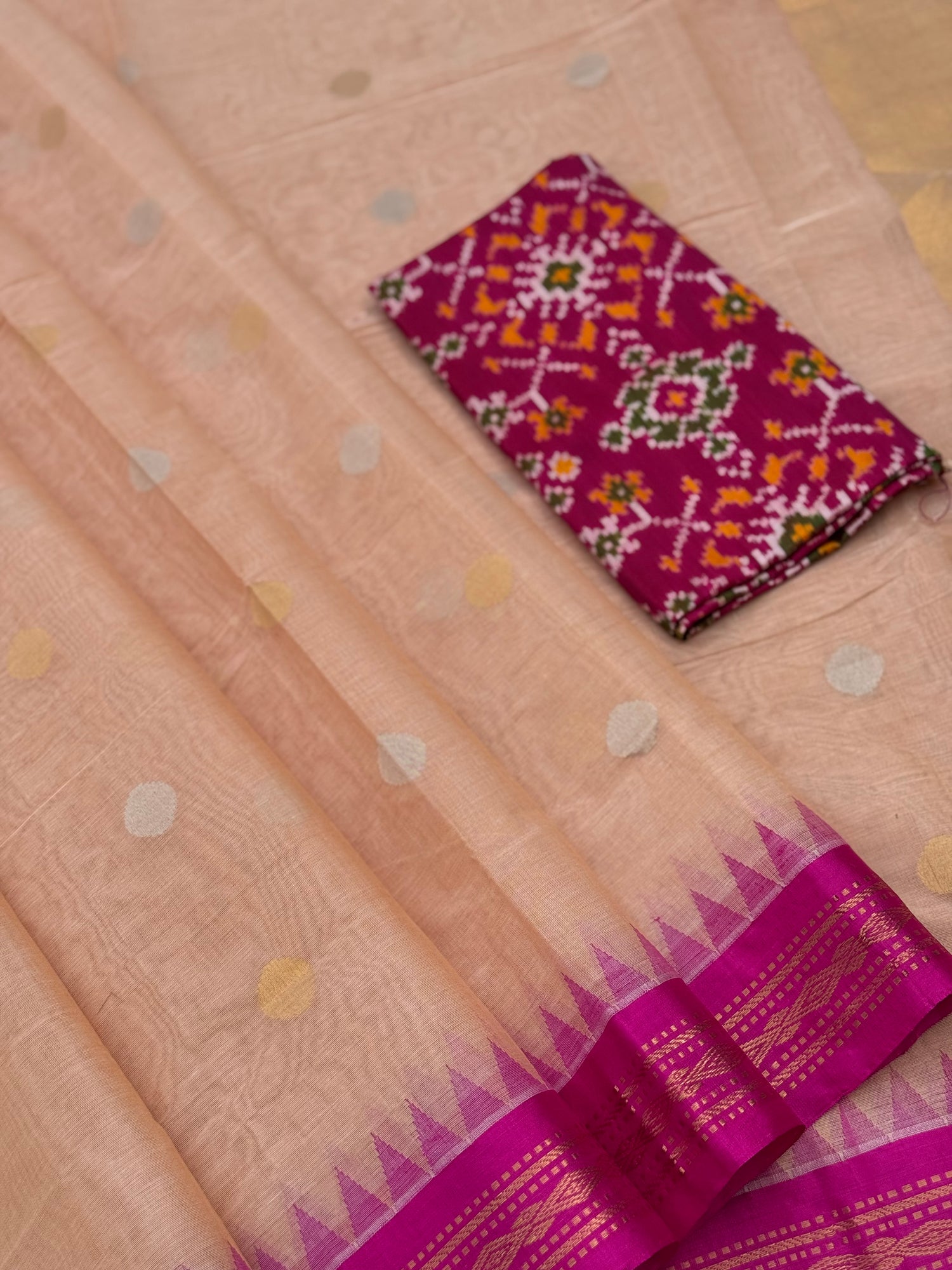Handspun and handwoven ponduru Khadhi jamdani cotton saree