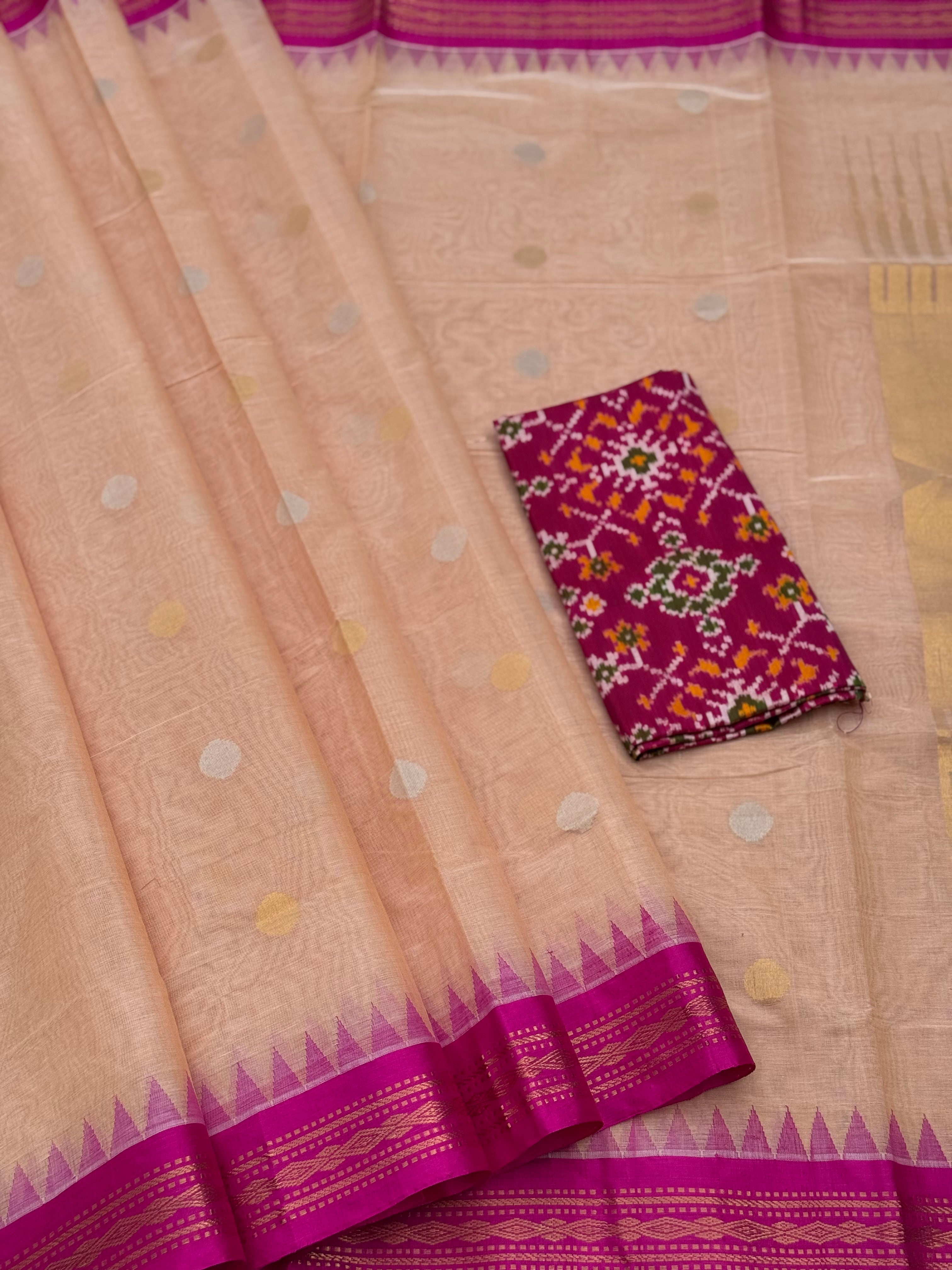 Handspun and handwoven ponduru Khadhi jamdani cotton saree