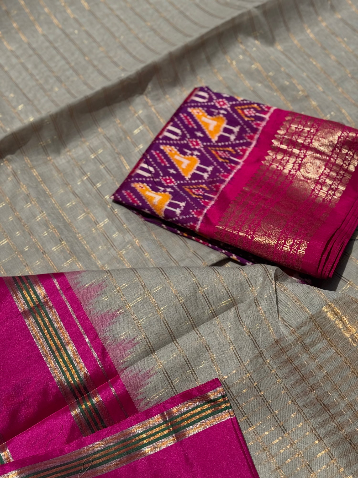 Handspun and handwoven ponduru Khadhi jamdani cotton saree
