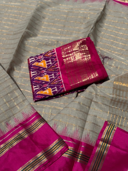 Handspun and handwoven ponduru Khadhi jamdani cotton saree
