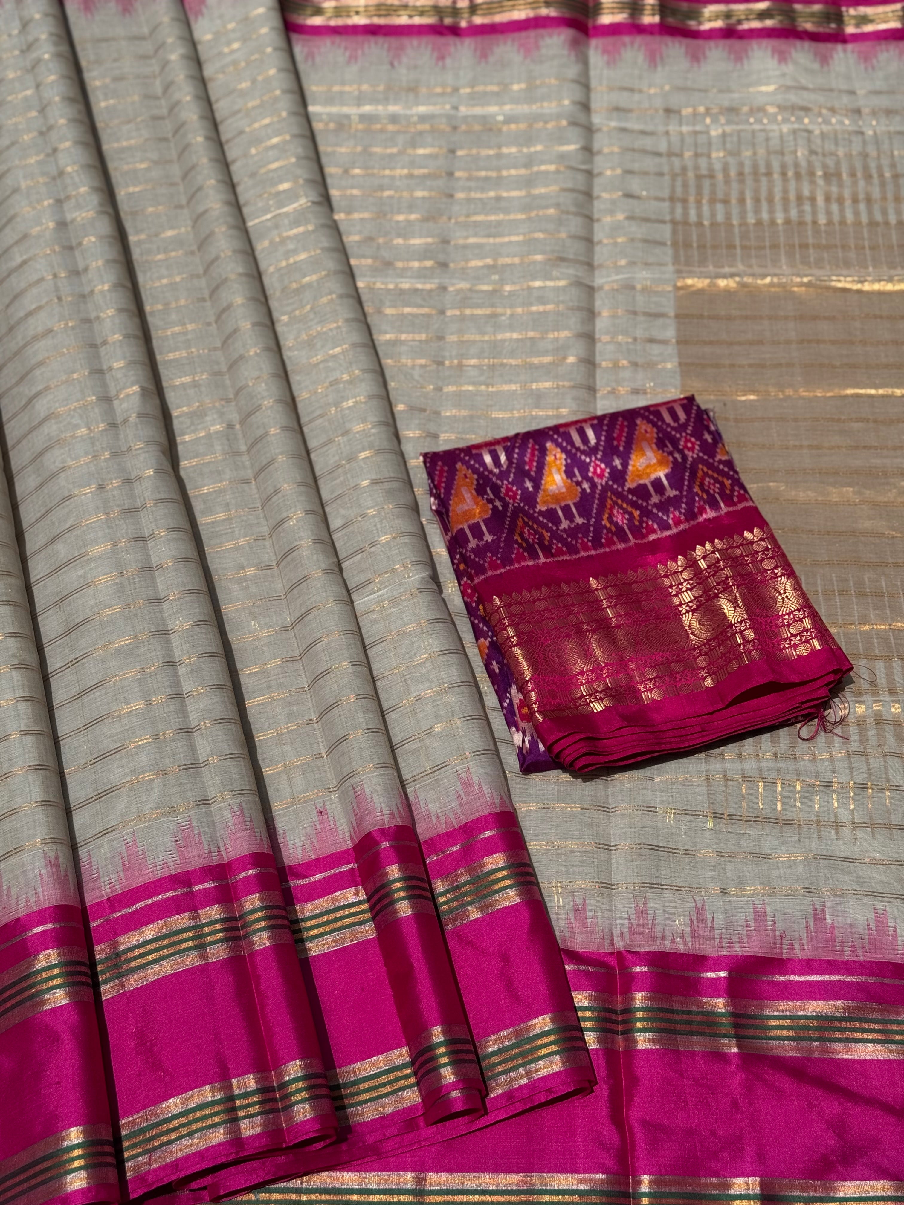 Handspun and handwoven ponduru Khadhi jamdani cotton saree