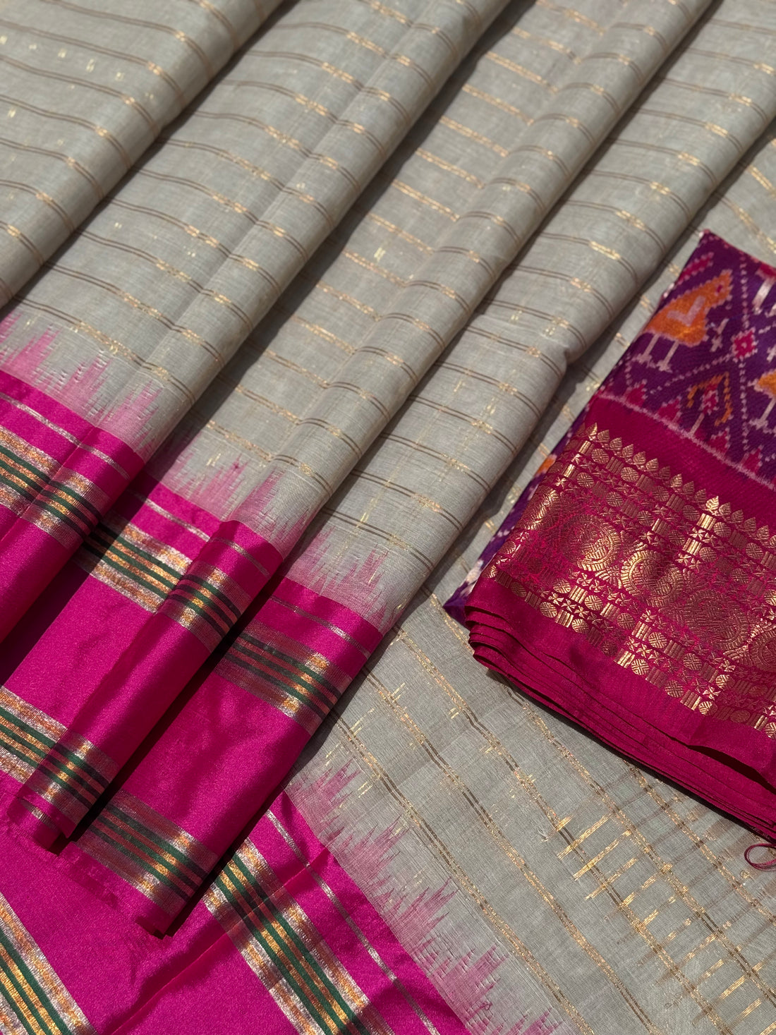 Handspun and handwoven ponduru Khadhi jamdani cotton saree