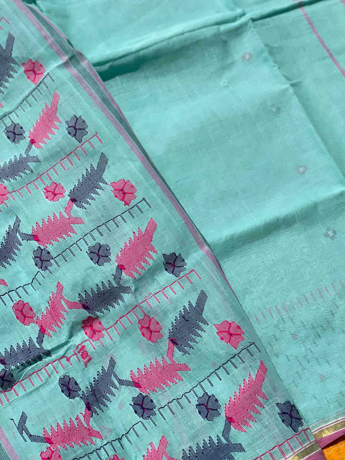 Dhakai Needle Weave Cotton Jamdani Saree