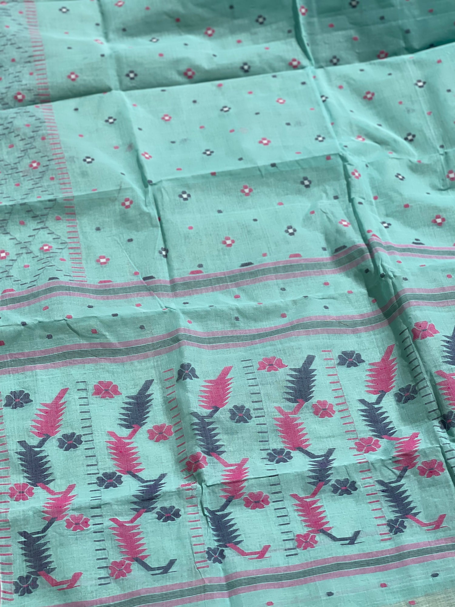 Dhakai Needle Weave Cotton Jamdani Saree