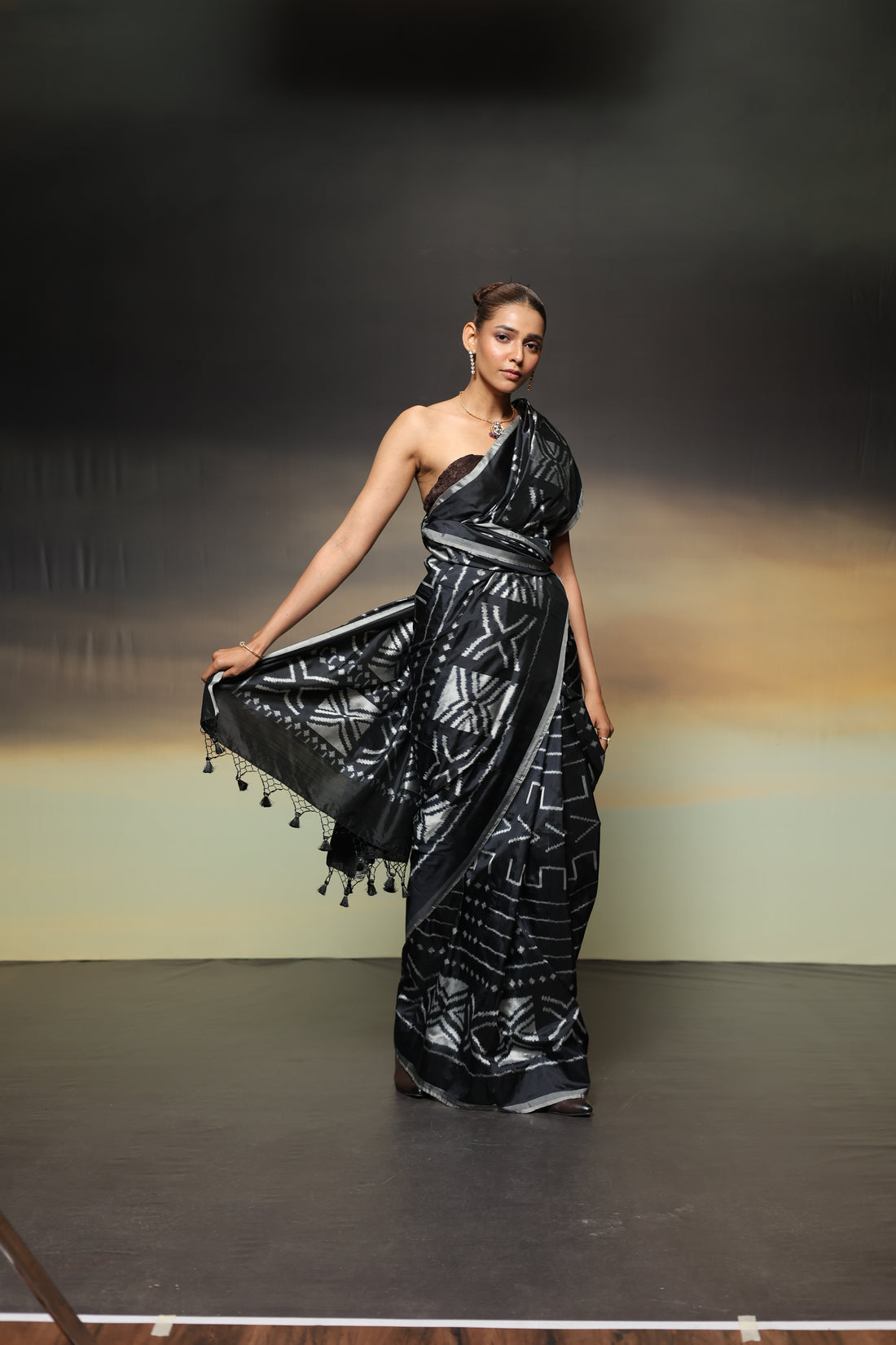 MAGIZHAM- Magnificent African tribal motifs silk ikkat inspired from Mali Bamana tribal symbols BOGOLANFINI mud cloth