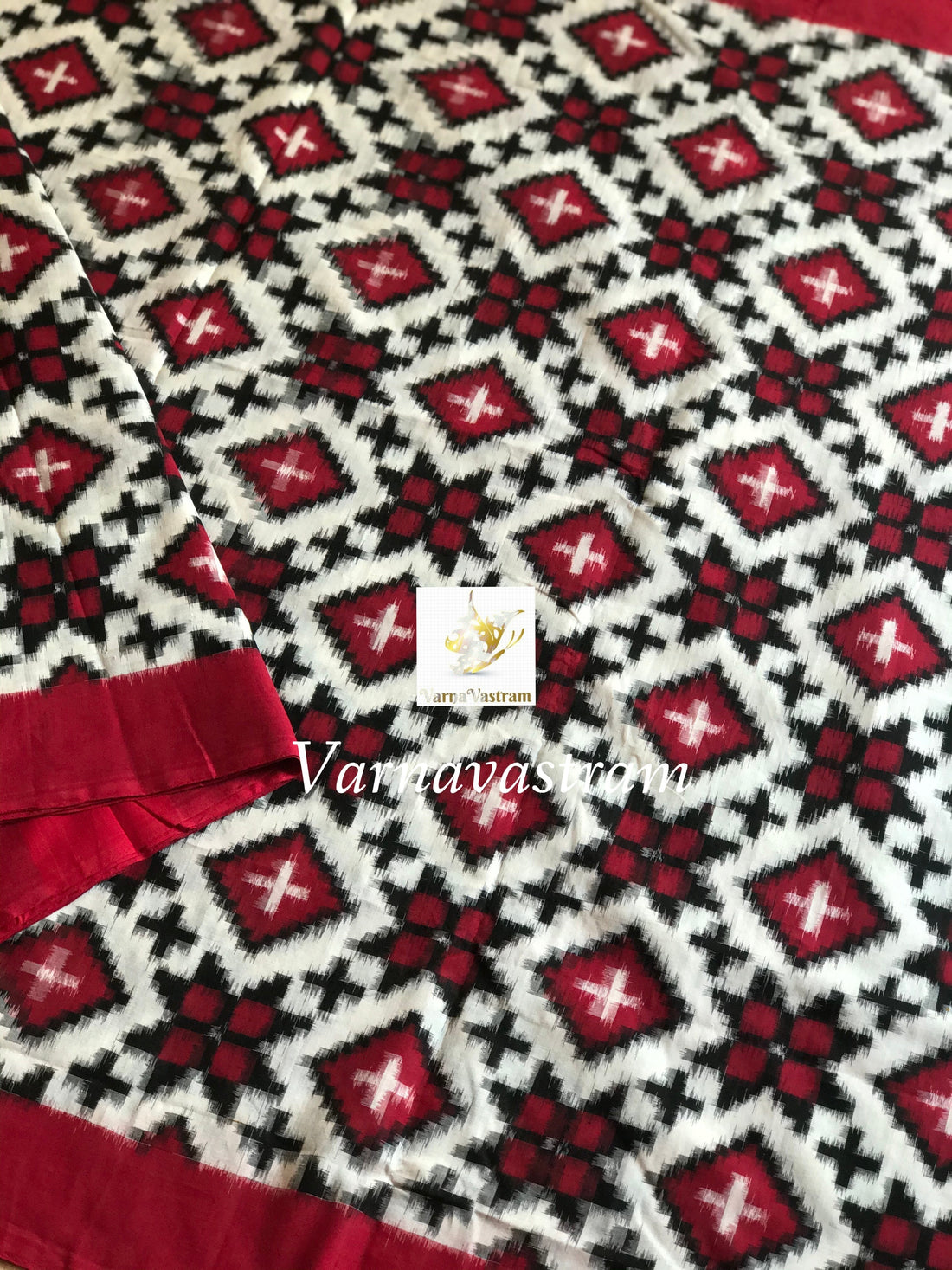 2 Motifs Double Ikkat Telia Rumal inspired cotton Saree,