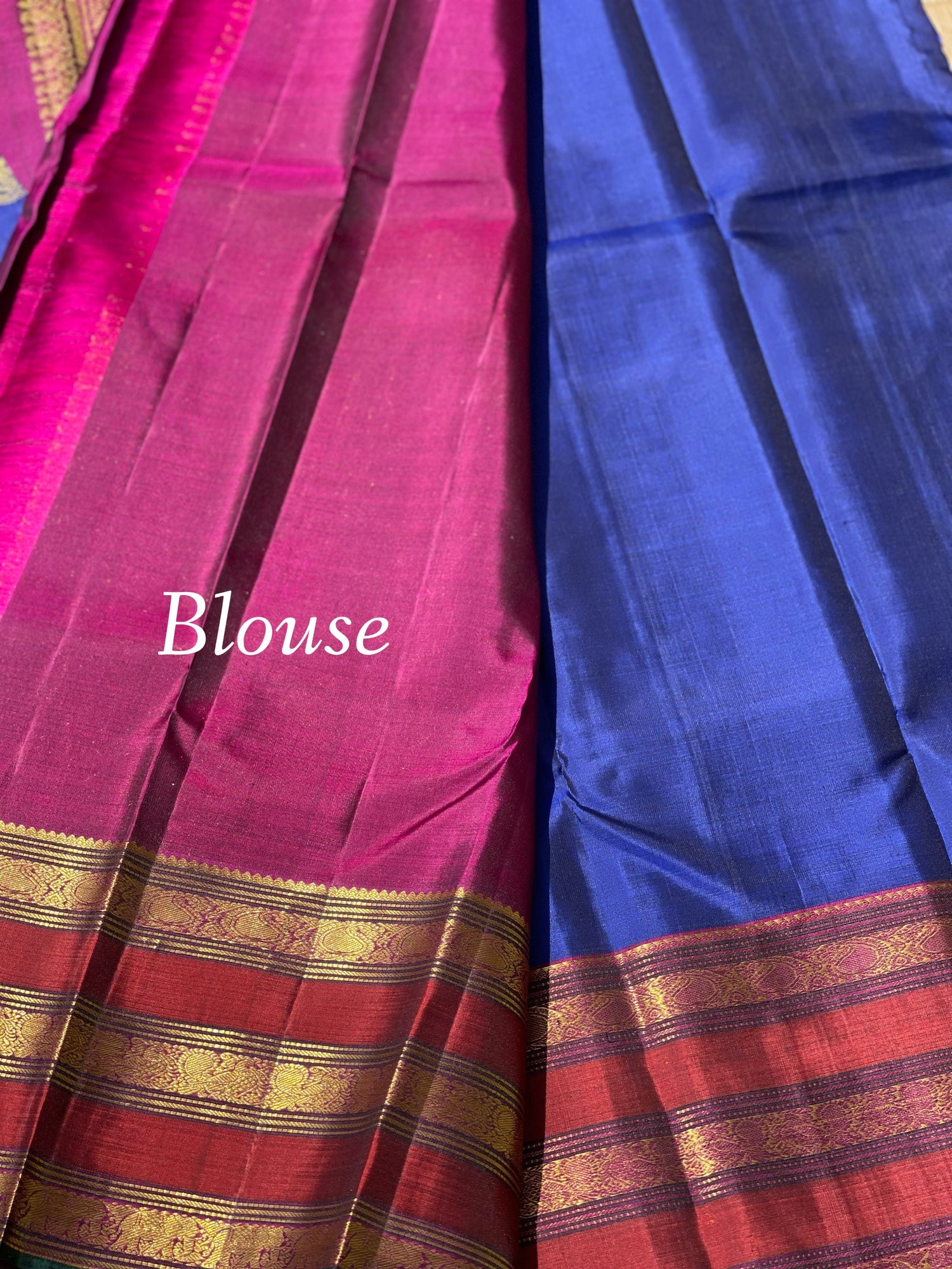 MSBlue with Arakku Red Kanchivaram Silk Saree