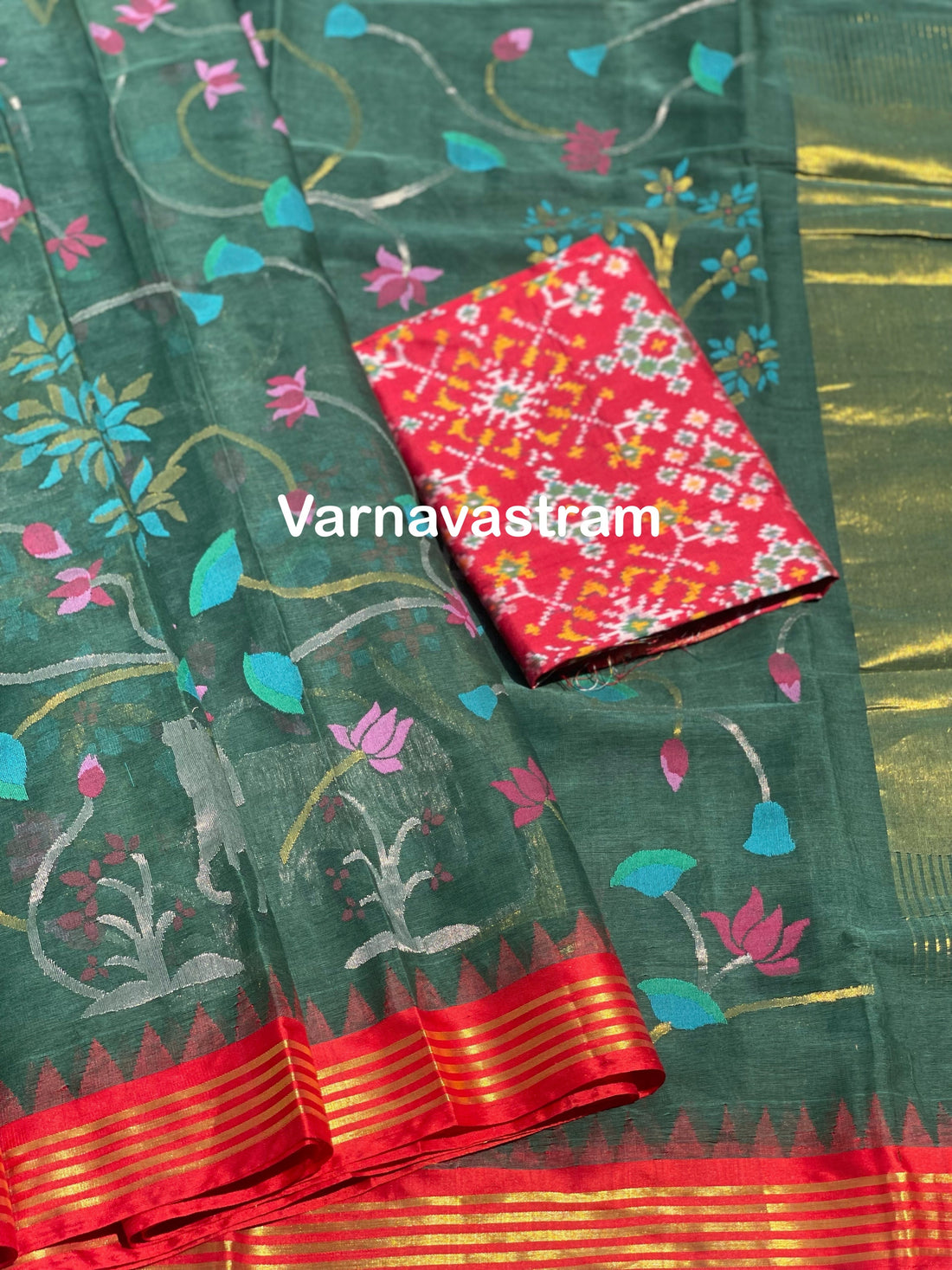 All over Ponduru Khadi Jaal Jamdani weave on Khadi cotton saree