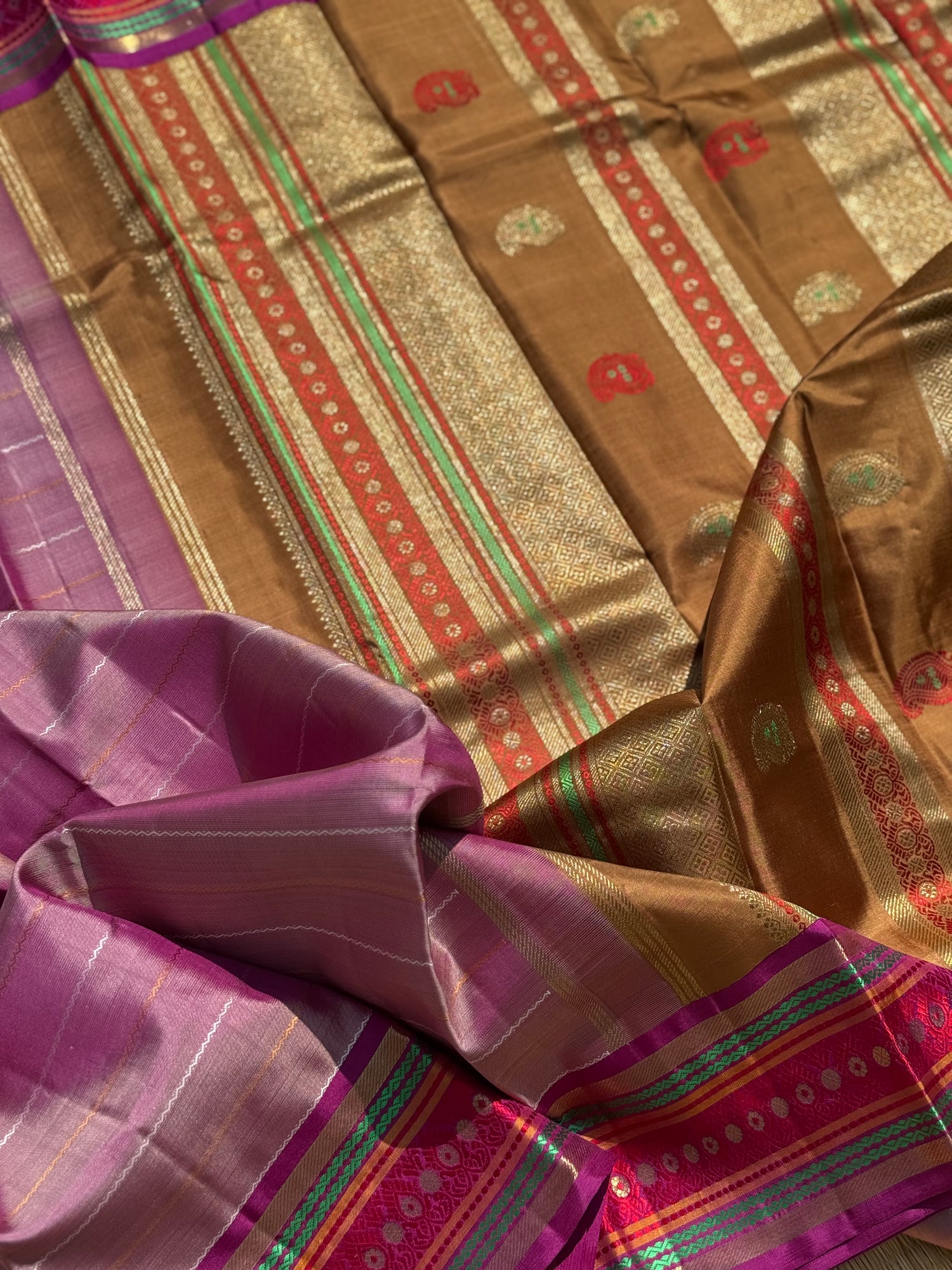 A Masterpiece neli veldhari kanchivaram korvai silk saree in a gorgeous purple shade
