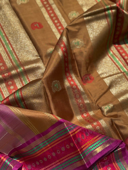 A Masterpiece neli veldhari kanchivaram korvai silk saree in a gorgeous purple shade