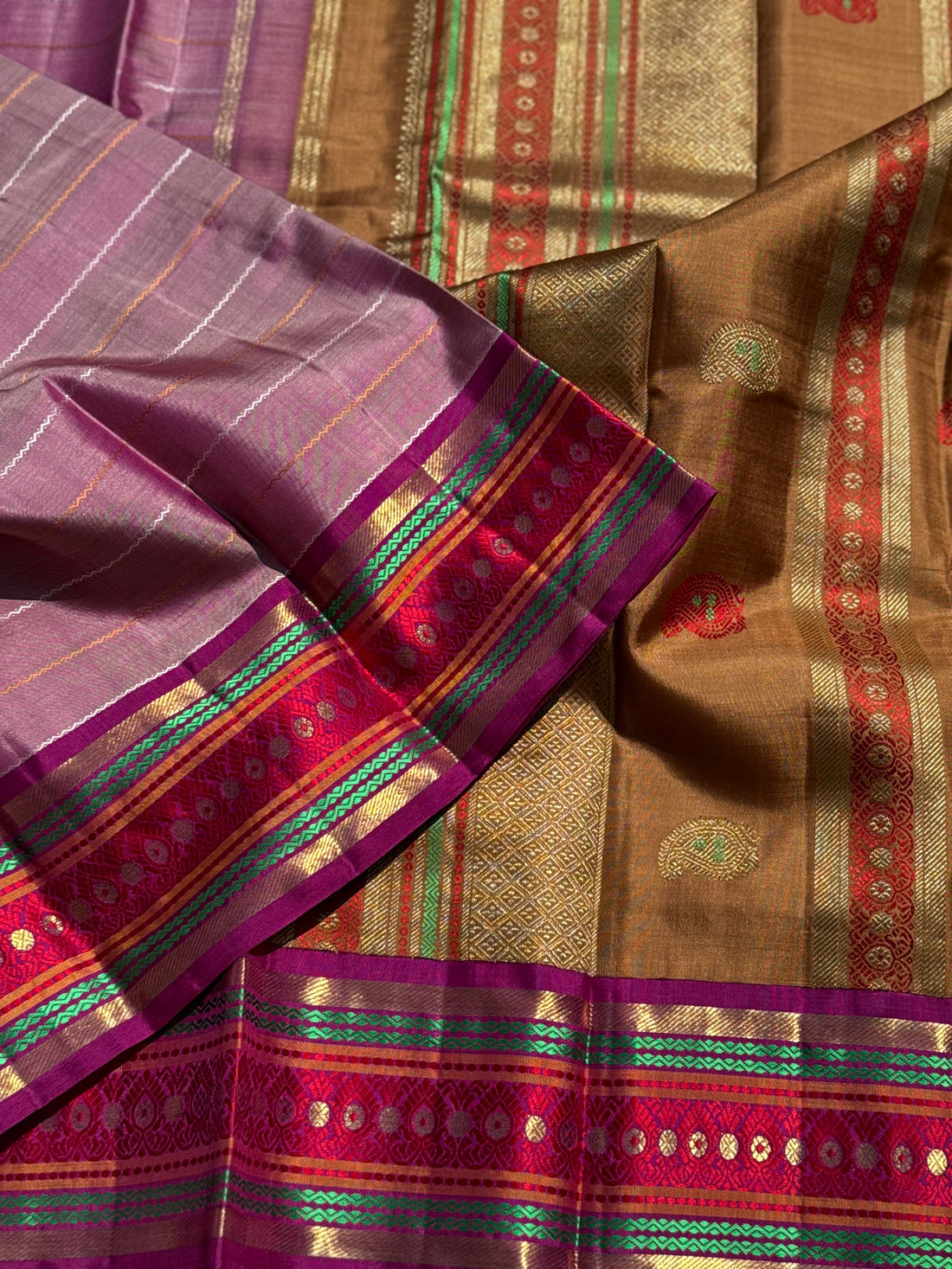 A Masterpiece neli veldhari kanchivaram korvai silk saree in a gorgeous purple shade