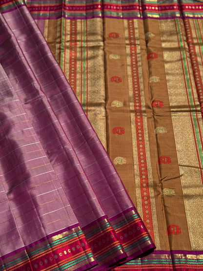 A Masterpiece neli veldhari kanchivaram korvai silk saree in a gorgeous purple shade