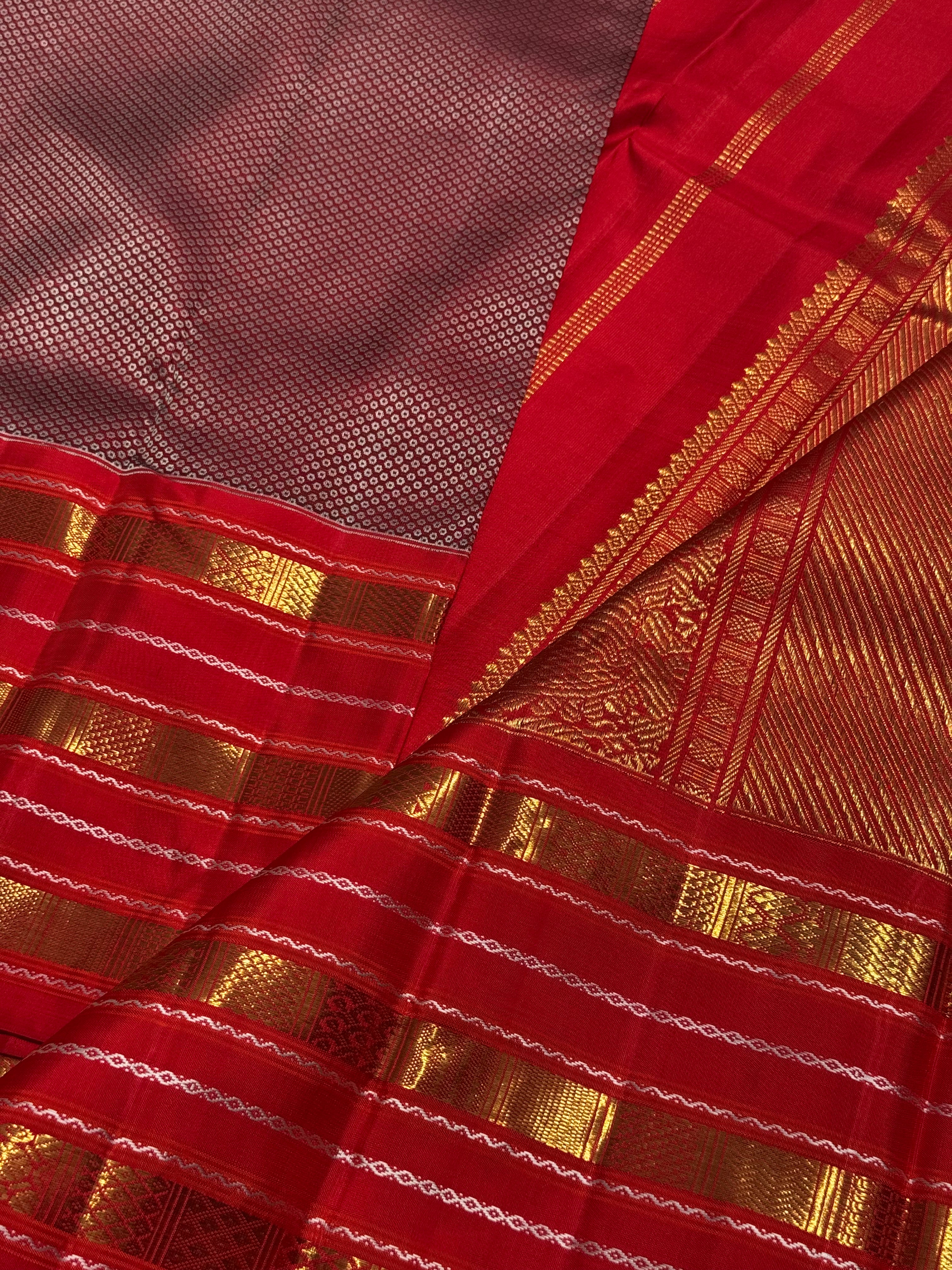 A gorgeous masterpiece honeycomb motif korvai kanchivaram silk saree