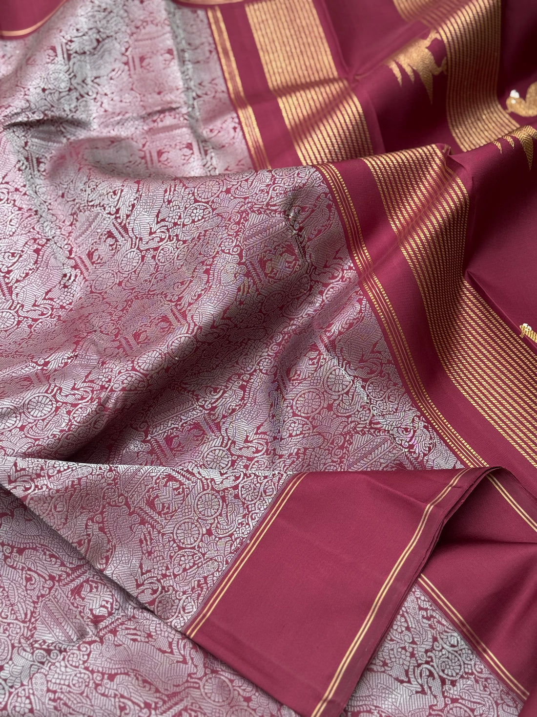 A stunner Masterpiece Garudaseva Adai kanchivaram woven silk saree