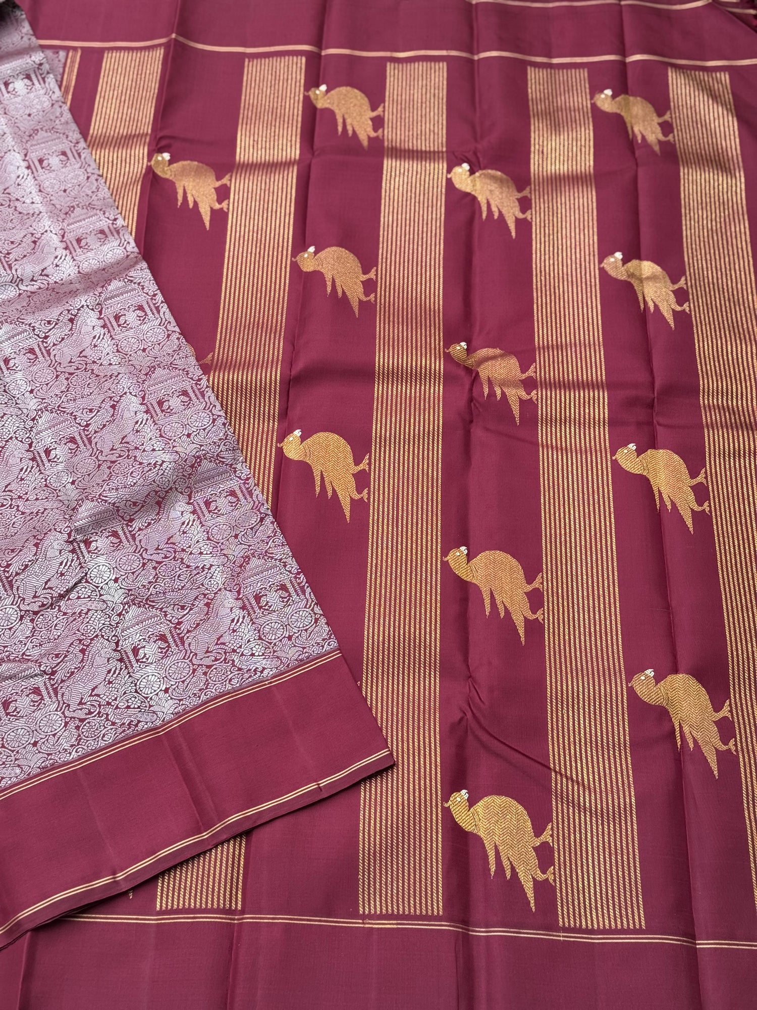 A stunner Masterpiece Garudaseva Adai kanchivaram woven silk saree
