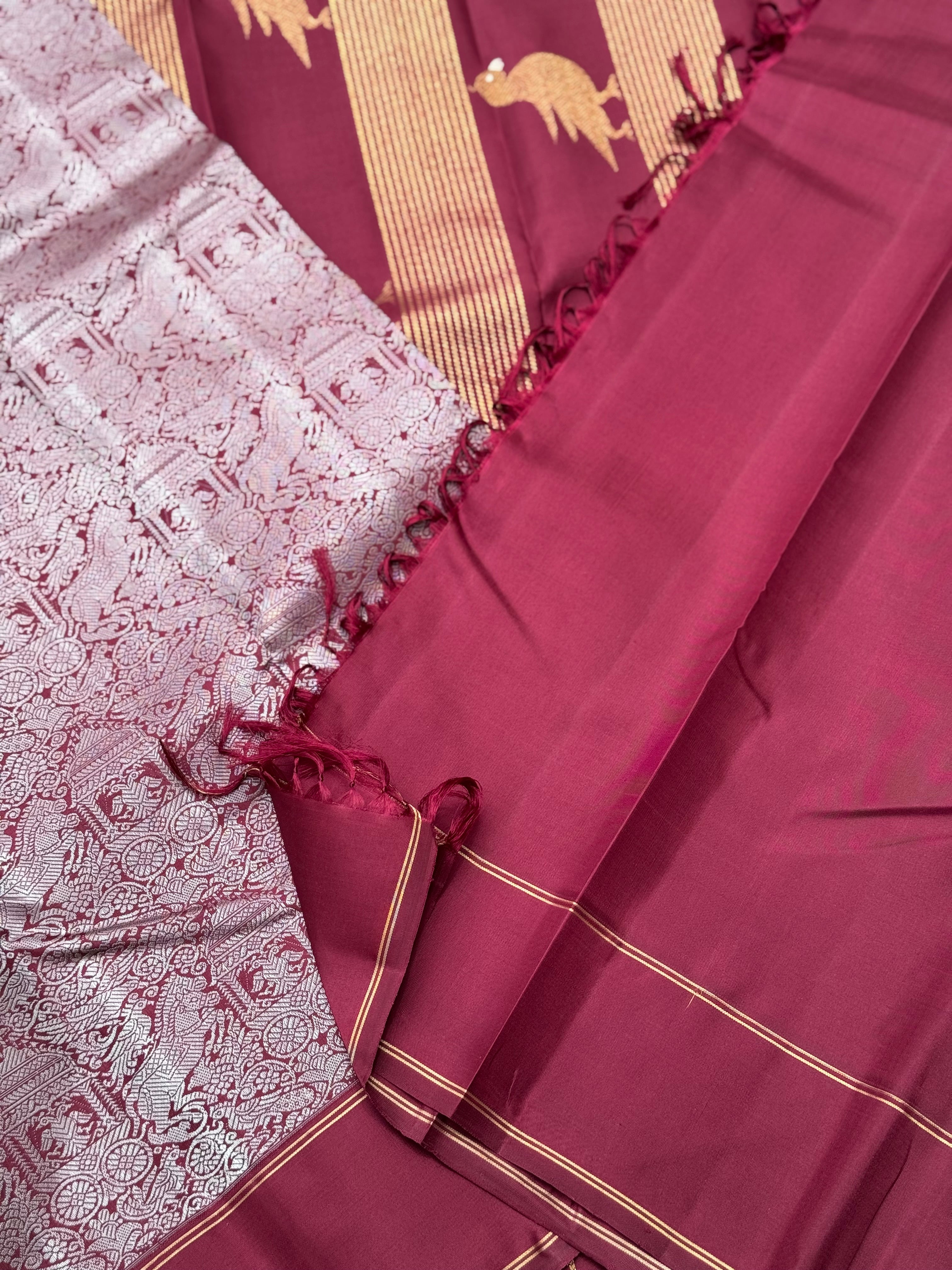 A stunner Masterpiece Garudaseva Adai kanchivaram woven silk saree