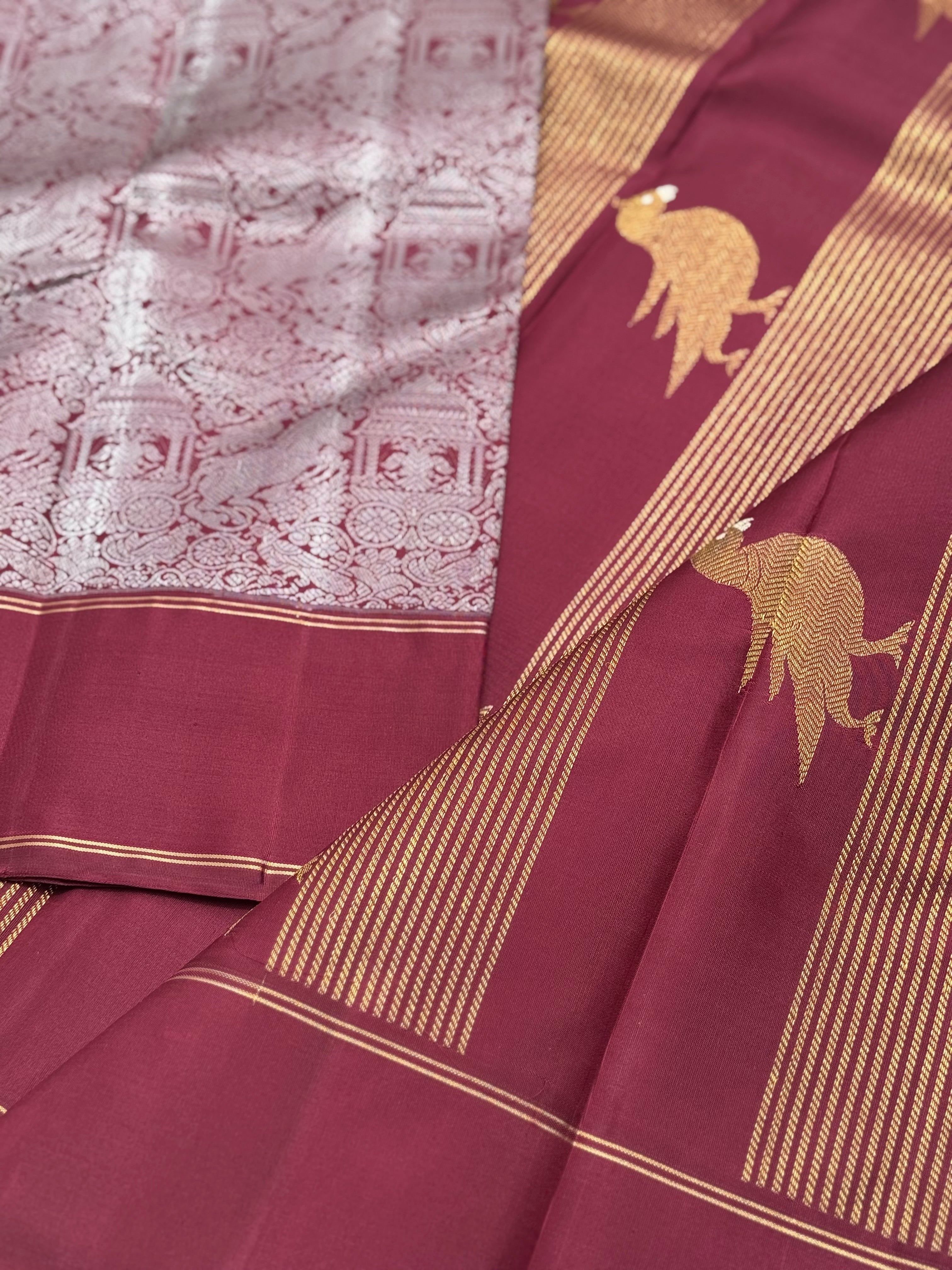 A stunner Masterpiece Garudaseva Adai kanchivaram woven silk saree