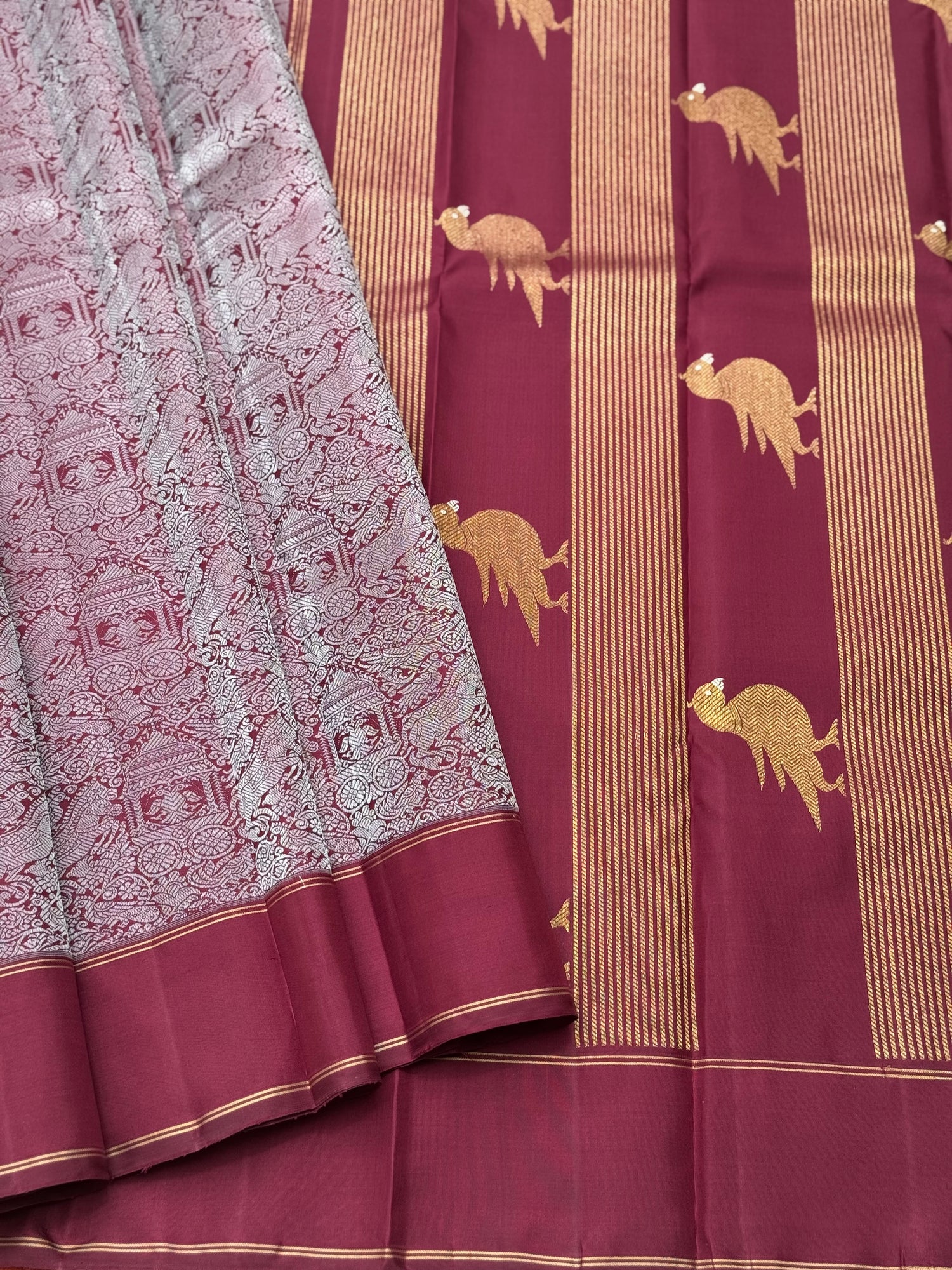 A stunner Masterpiece Garudaseva Adai kanchivaram woven silk saree