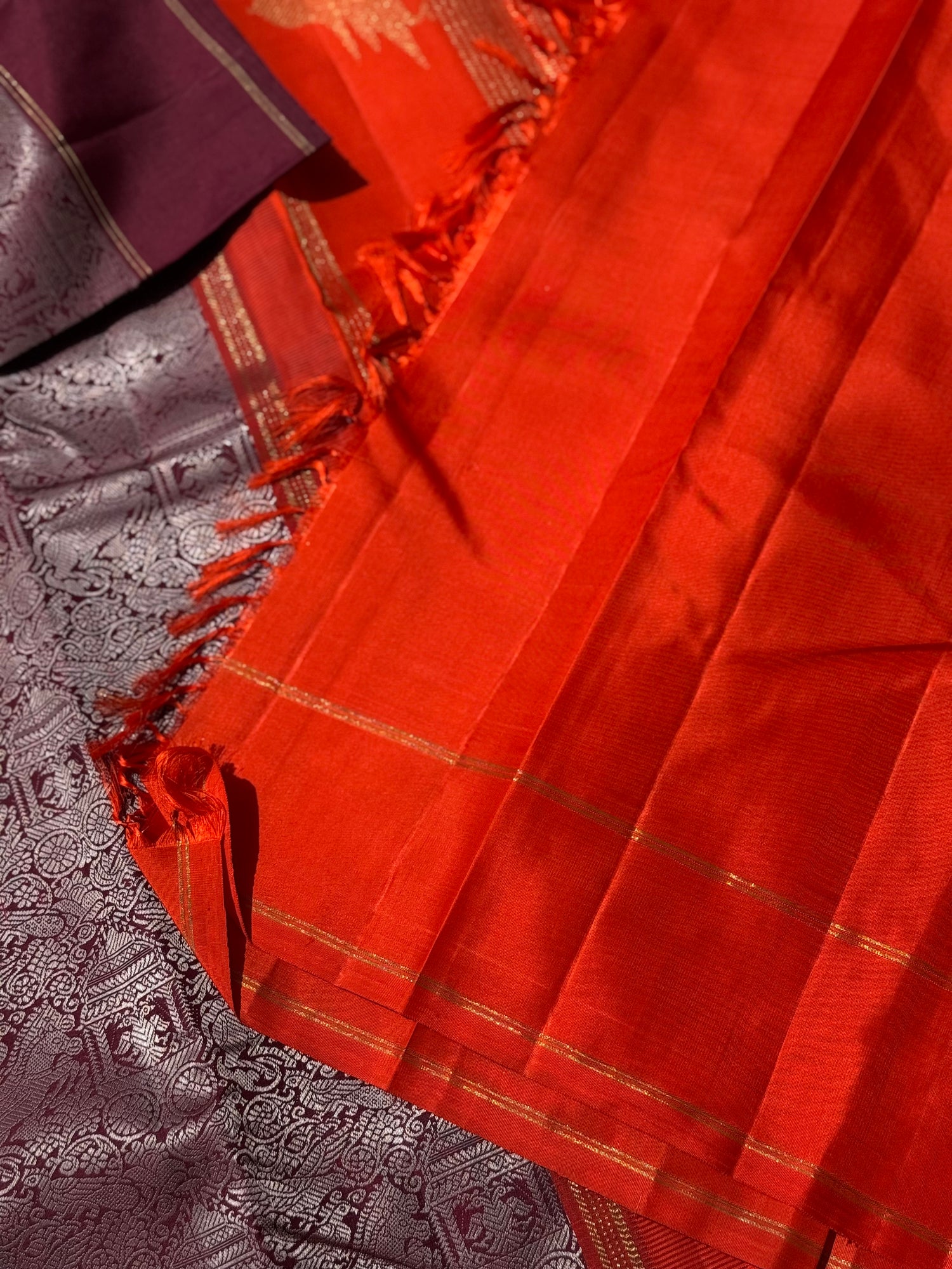 A stunner Masterpiece Garudaseva Adai kanchivaram woven silk saree arakku