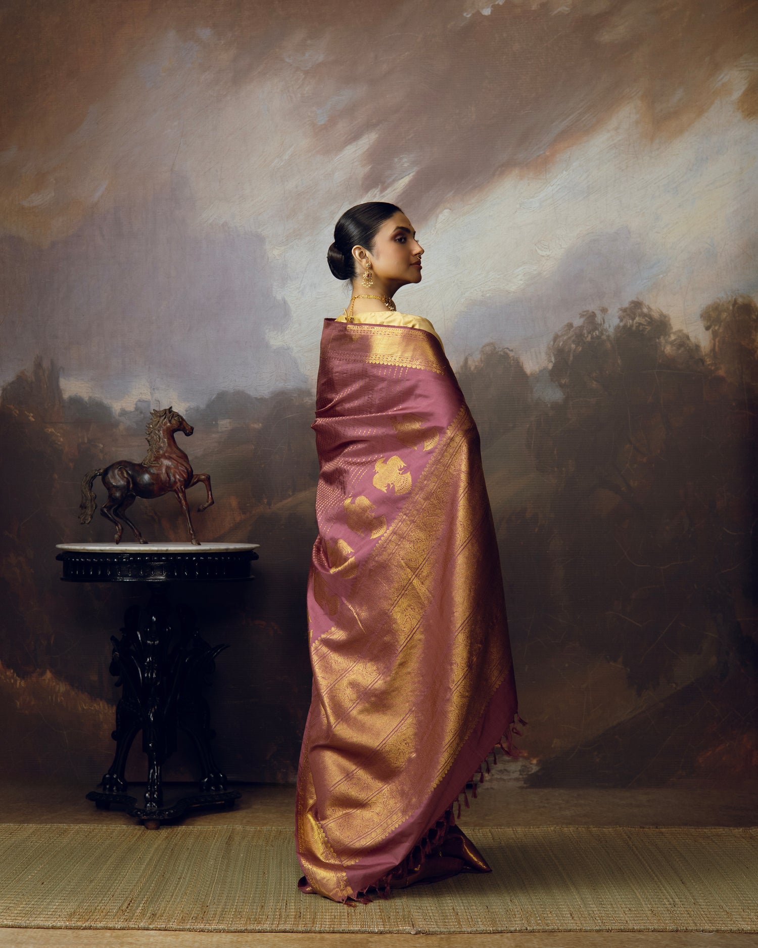 EKANTA - 6 THE COMPLETE NATURAL DYE KANCHIVARAM SILK SAREE - VINTAGE LAKHSHADEEPAM WEAVE