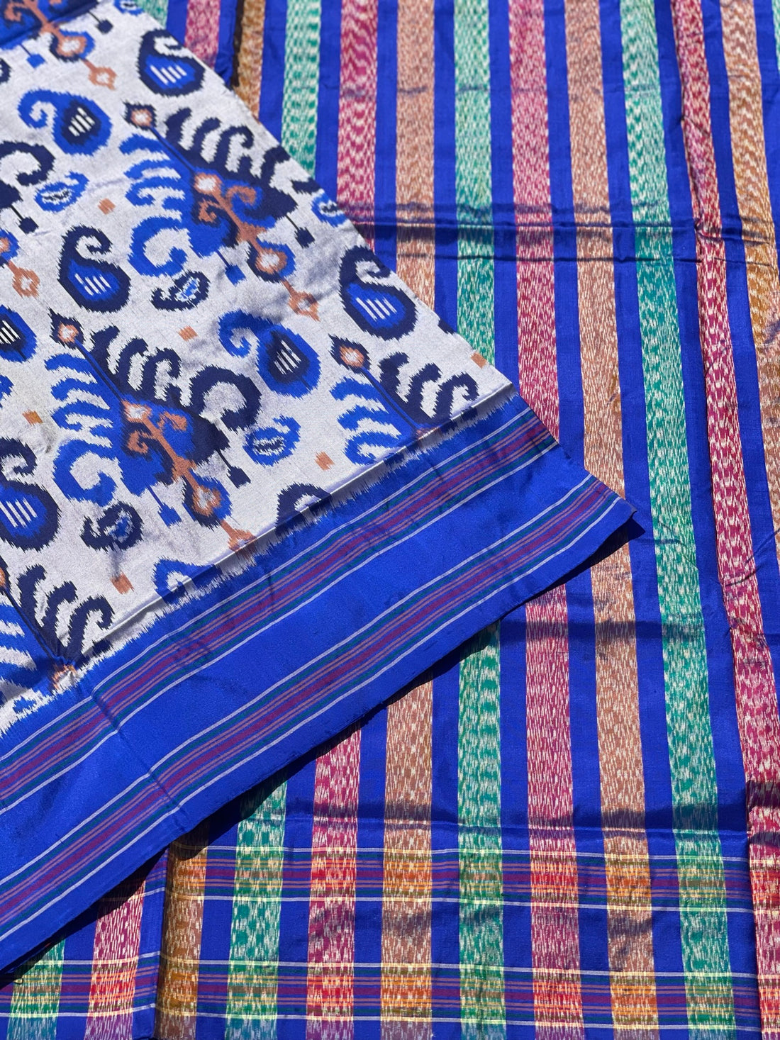 Designer Cut Brand Exclusive Uzbek Inspired Silk Ikkat Saree