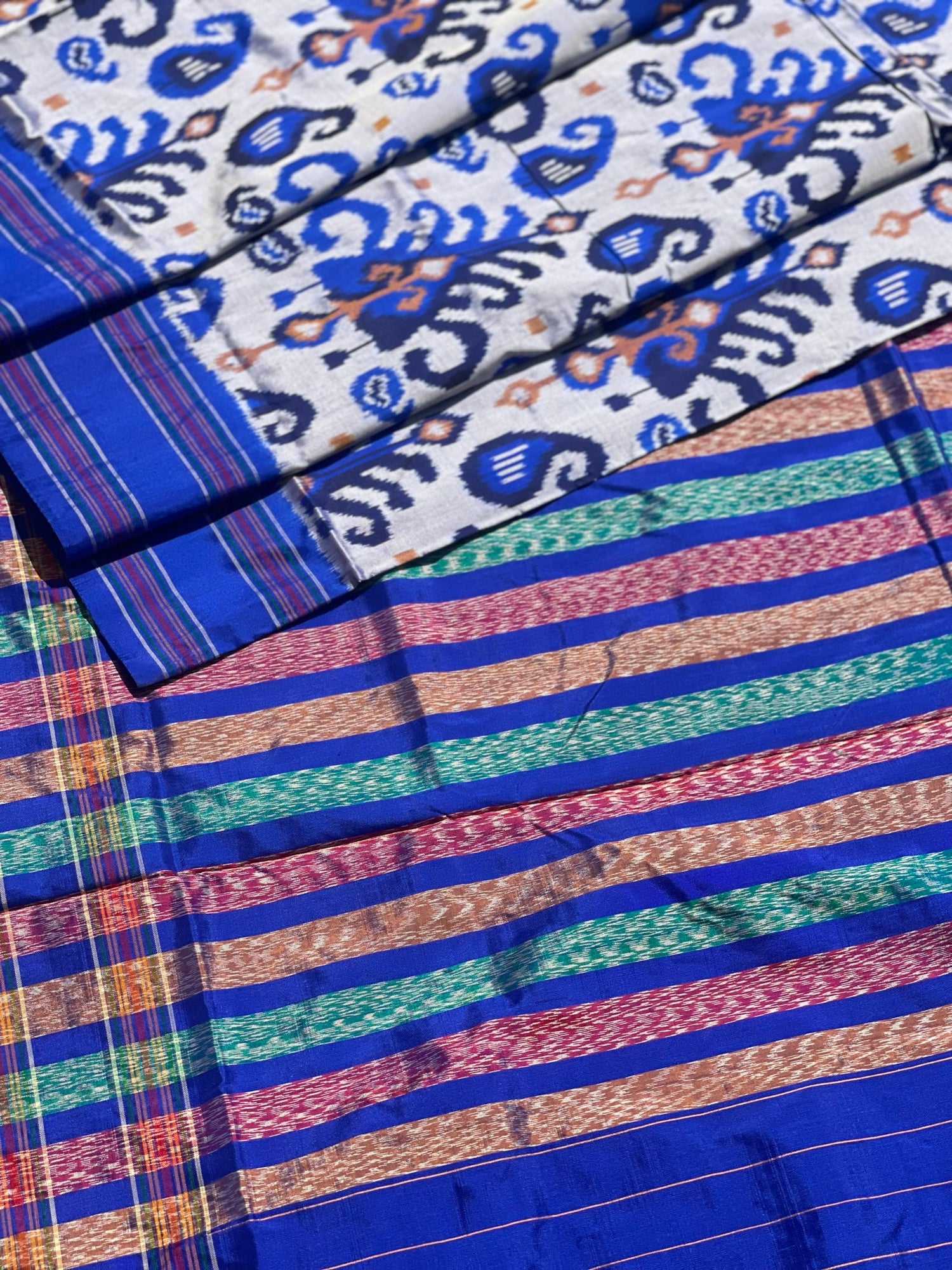 Designer Cut Brand Exclusive Uzbek Inspired Silk Ikkat Saree