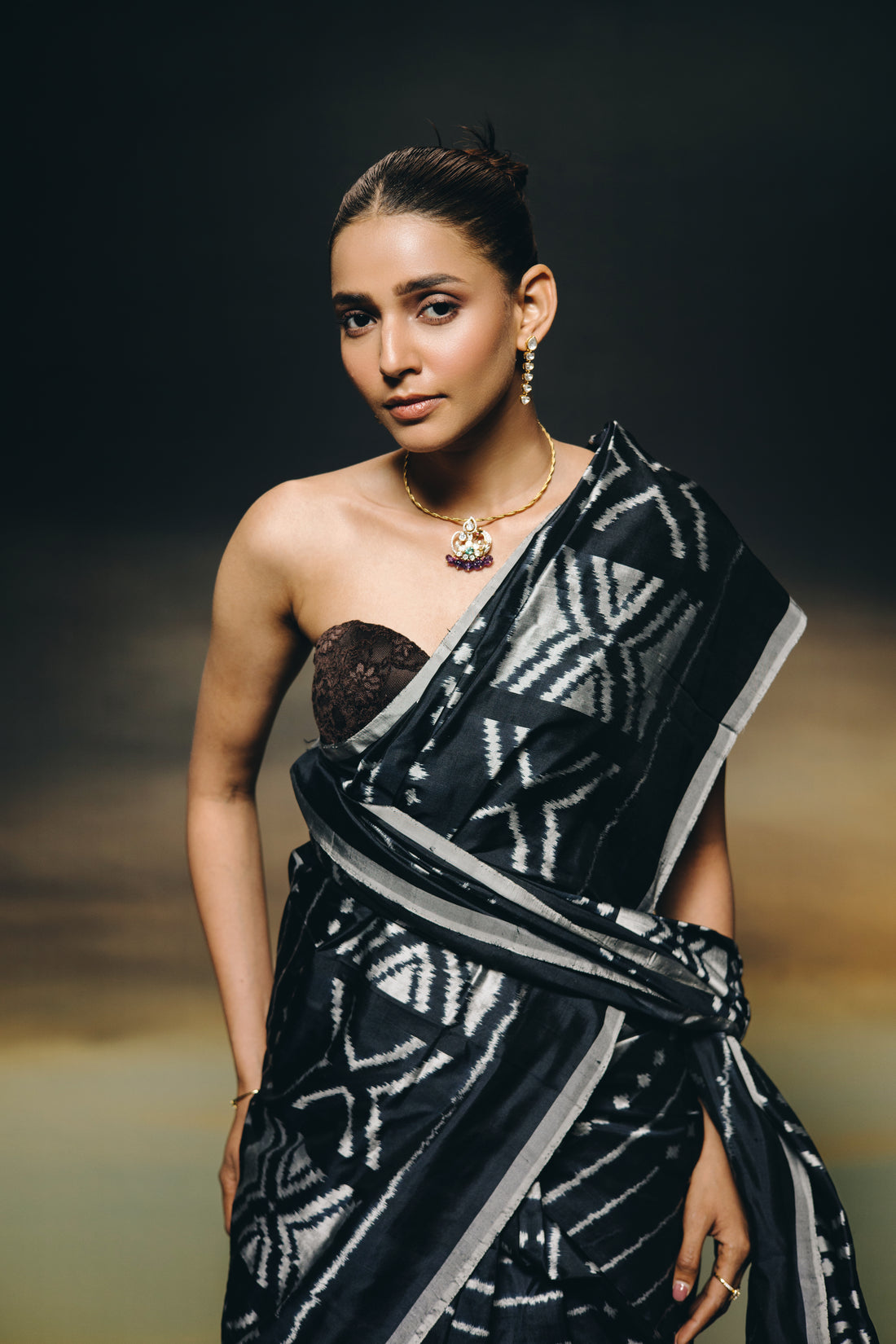 MAGIZHAM- Magnificent African tribal motifs silk ikkat inspired from Mali Bamana tribal symbols BOGOLANFINI mud cloth