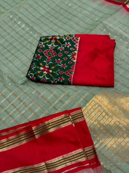 Handspun and handwoven ponduru Khadhi cotton saree