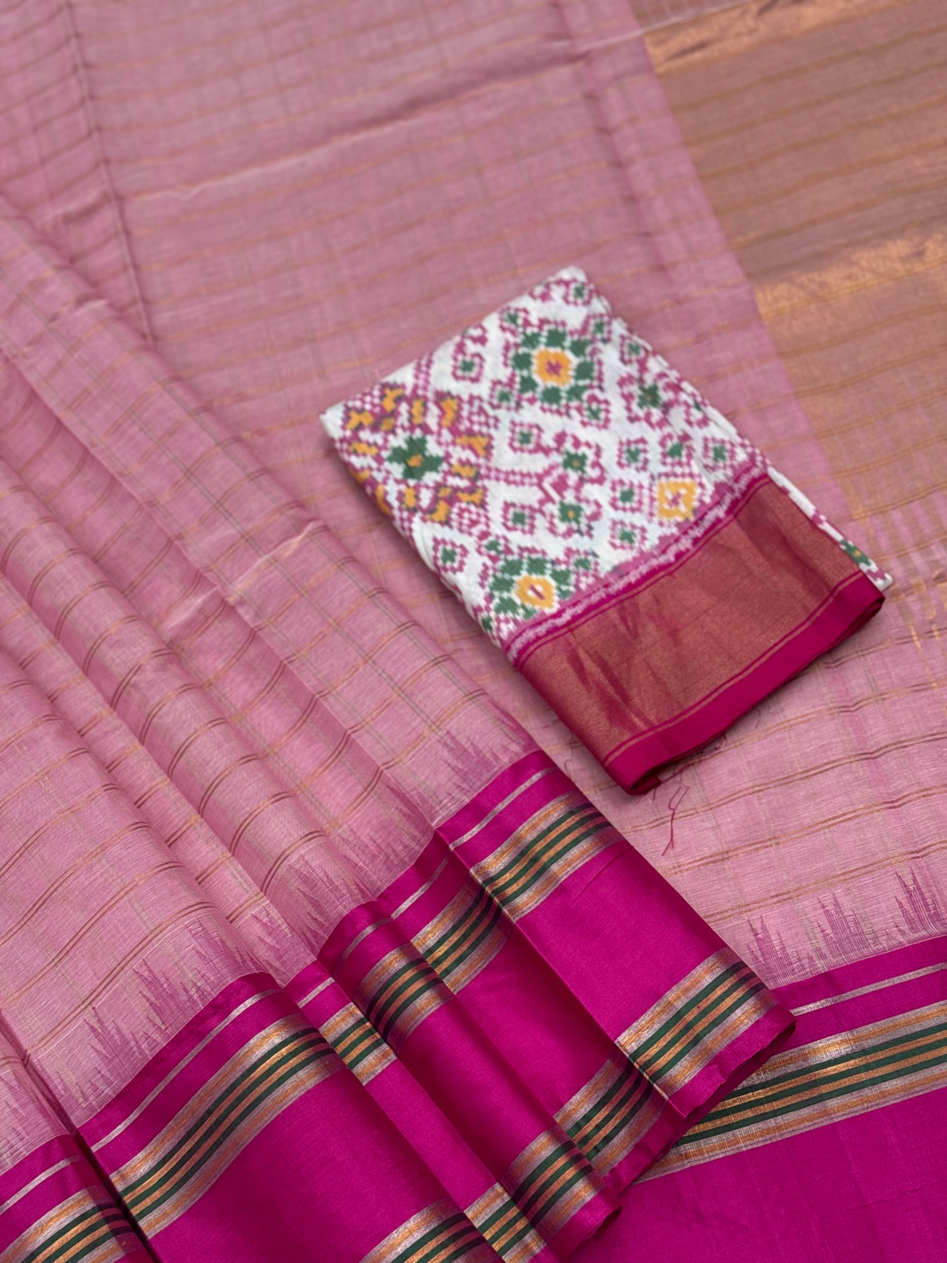 Handspun and handwoven ponduru Khadhi cotton saree