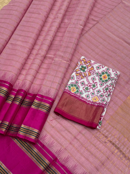 Handspun and handwoven ponduru Khadhi cotton saree