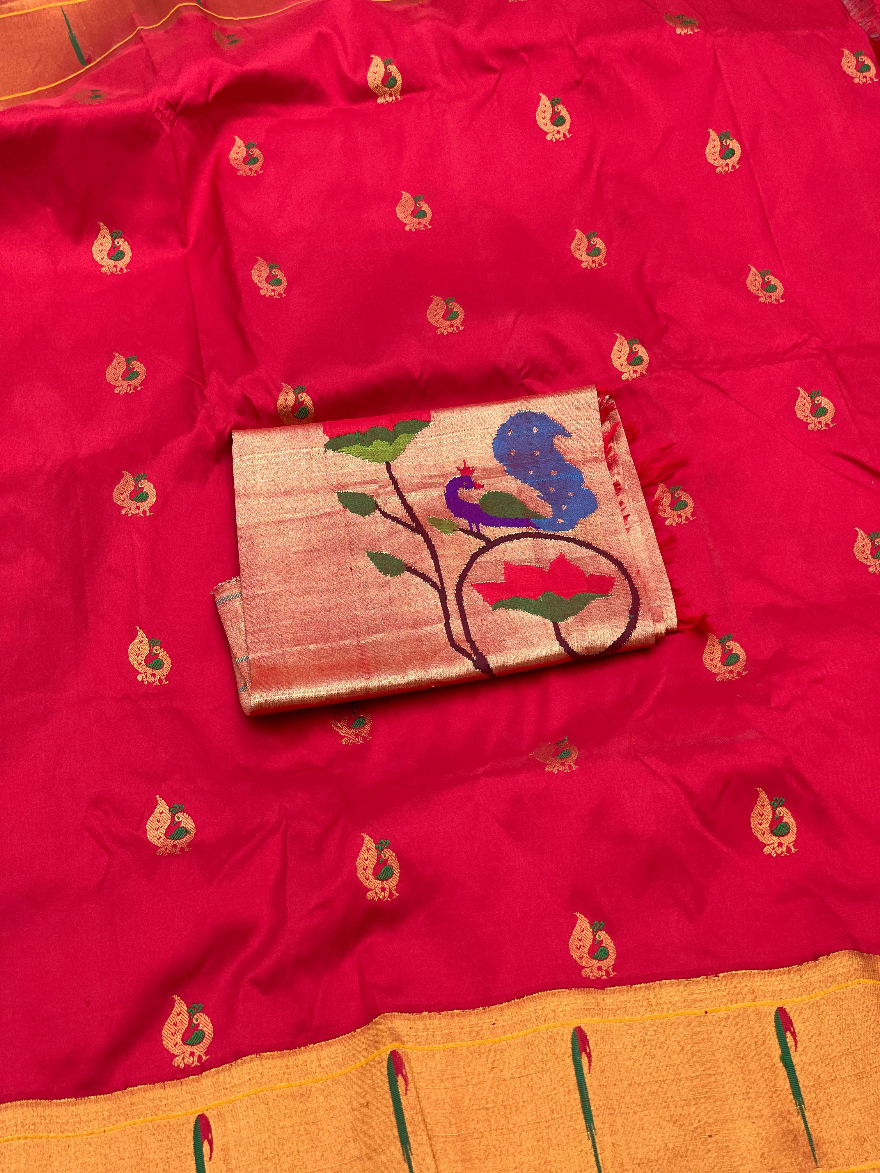 Muniya Paithani silk saree with meenakari work