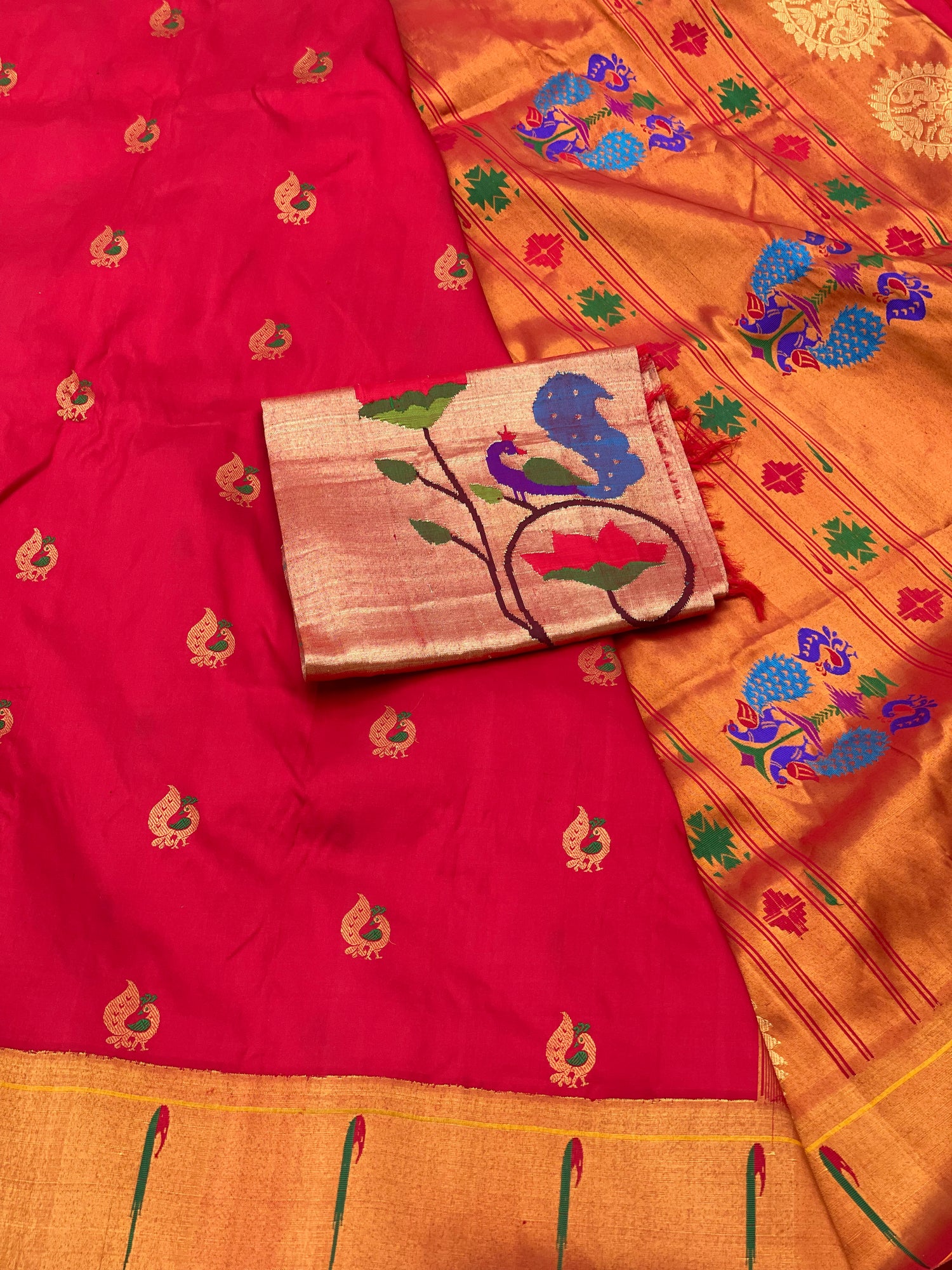 Muniya Paithani silk saree with meenakari work