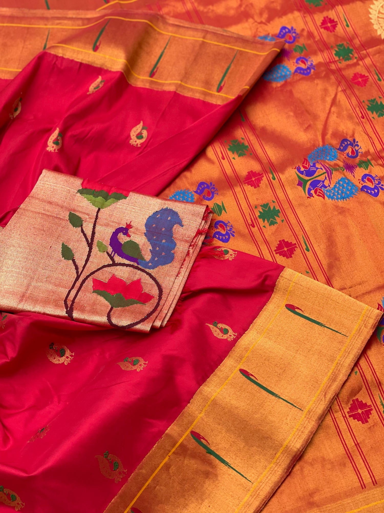 Muniya Paithani silk saree with meenakari work