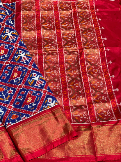 Double Ikkat Patan Patola Inspired Pochampally Silk Saree