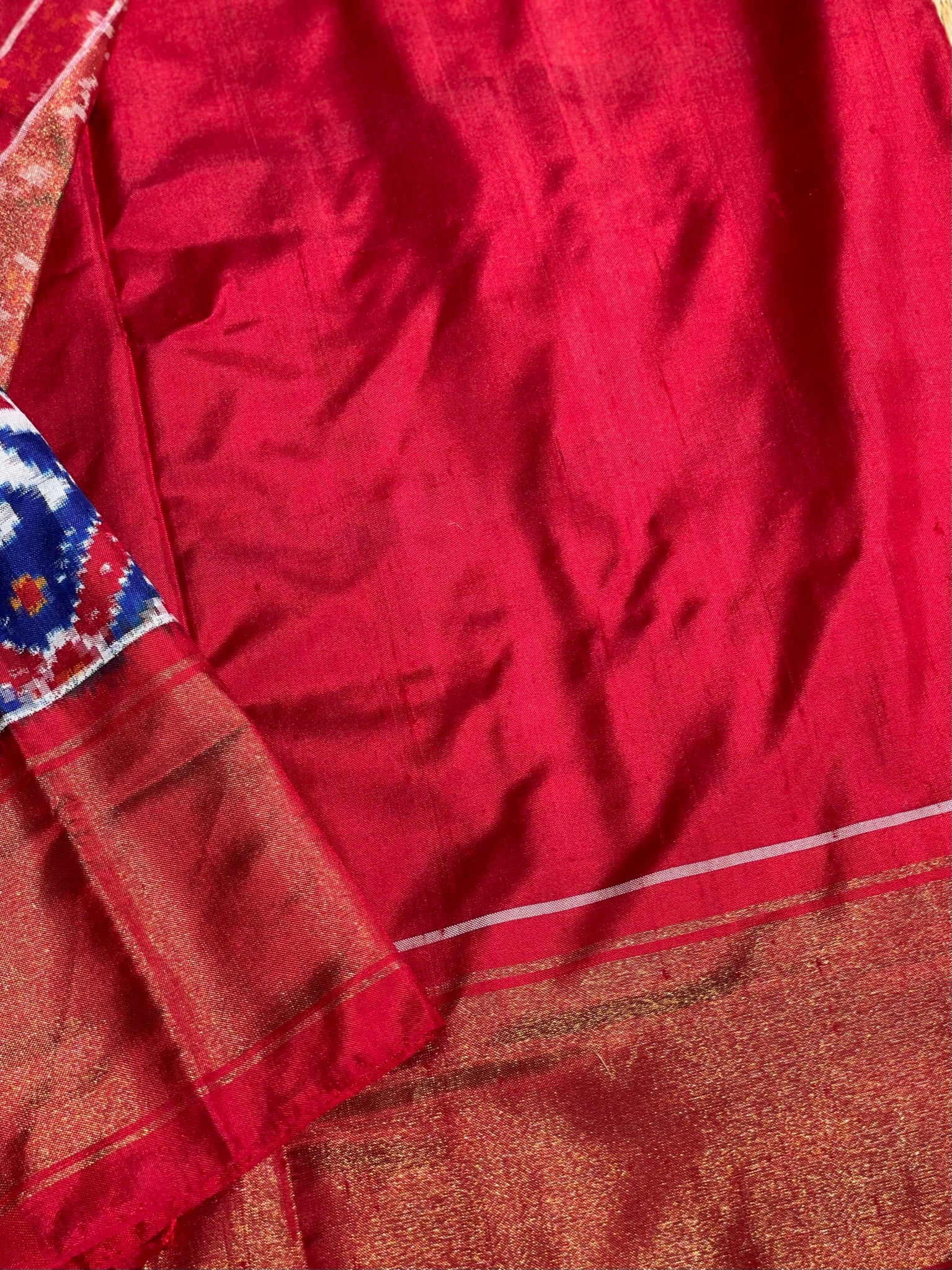 Double Ikkat Patan Patola Inspired Pochampally Silk Saree