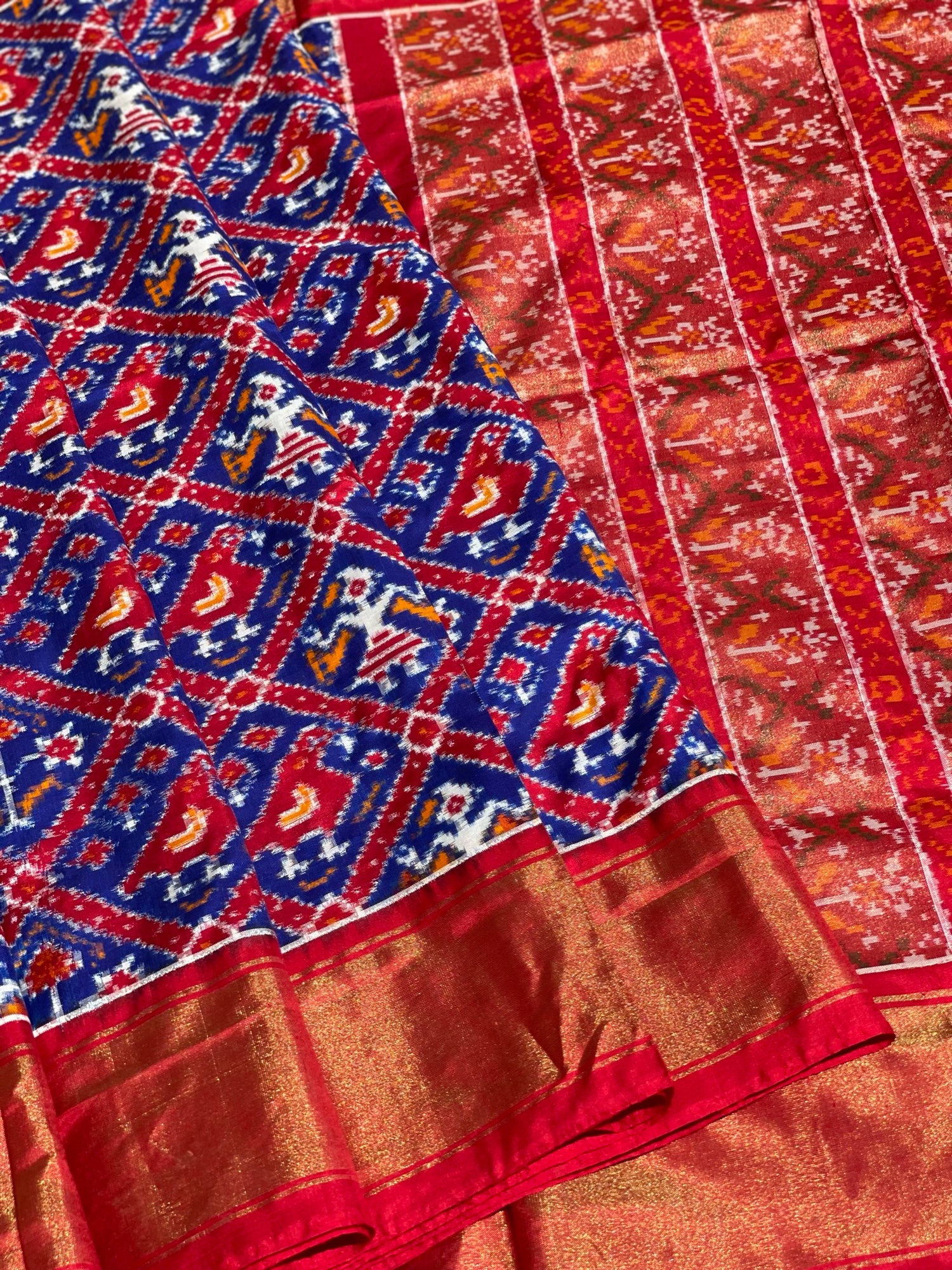 Double Ikkat Patan Patola Inspired Pochampally Silk Saree