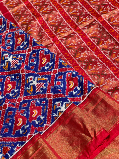 Double Ikkat Patan Patola Inspired Pochampally Silk Saree