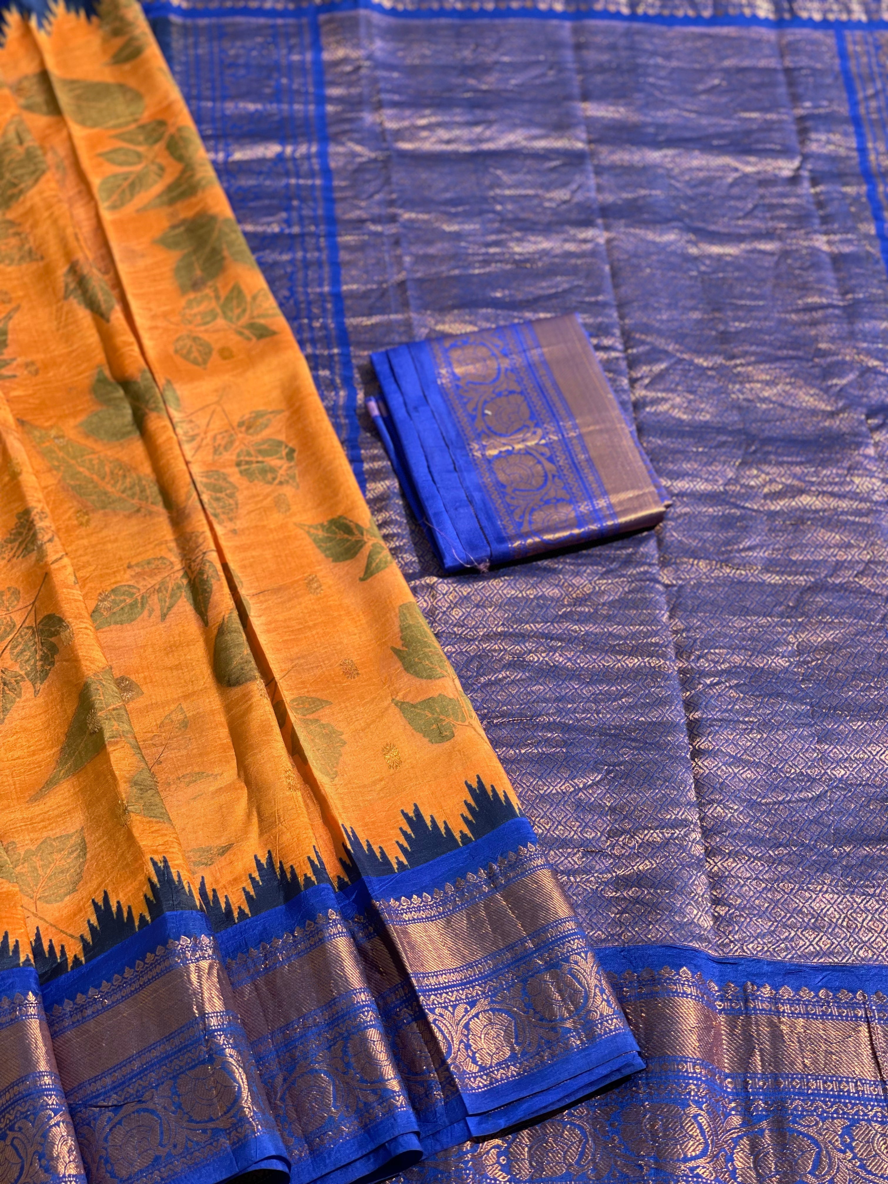 Natural EcoPrints on Gadwal Silk saree