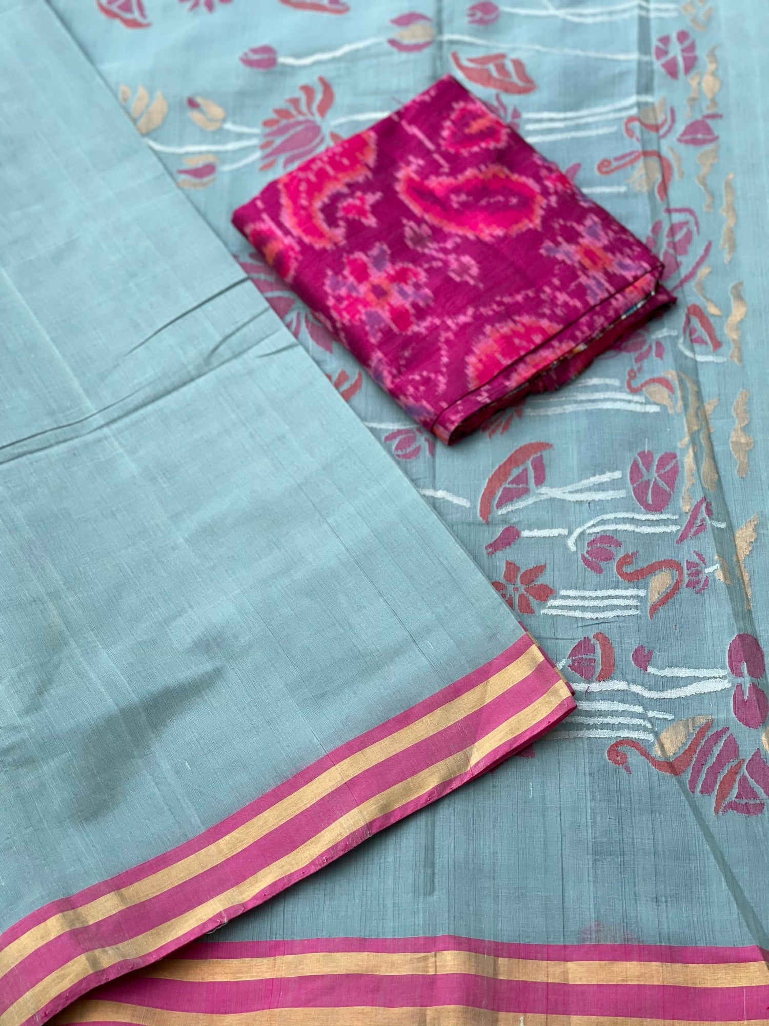 Ponduru Handspun Khadi Cotton Jamdani Weave Saree