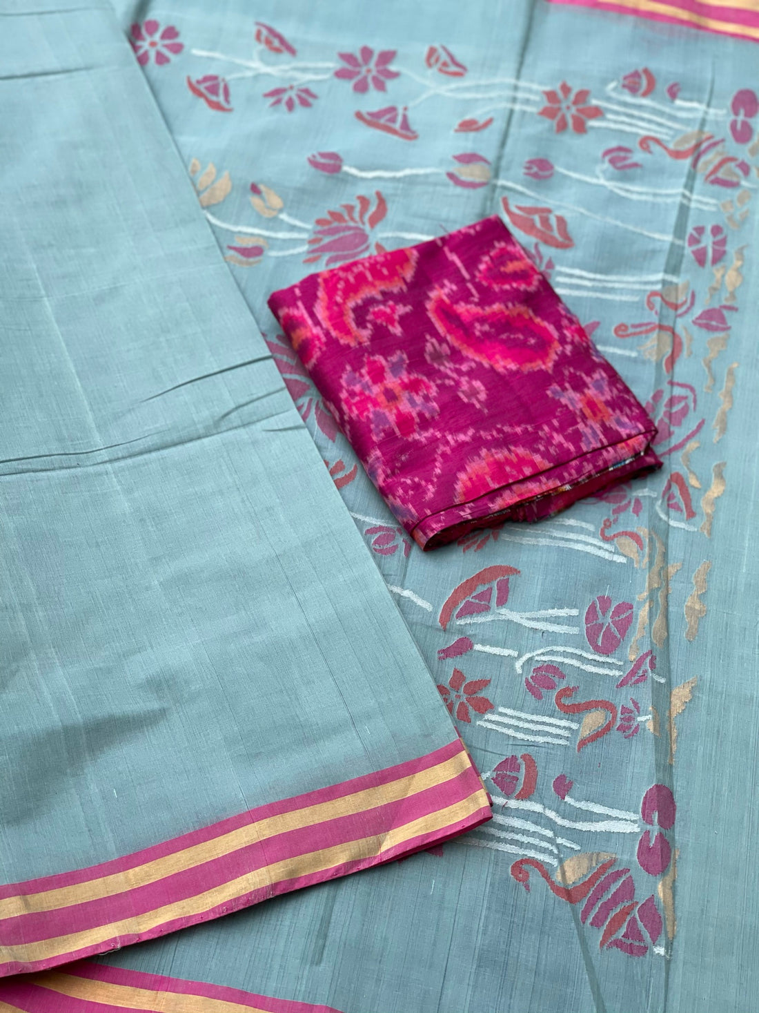 Ponduru Handspun Khadi Cotton Jamdani Weave Saree