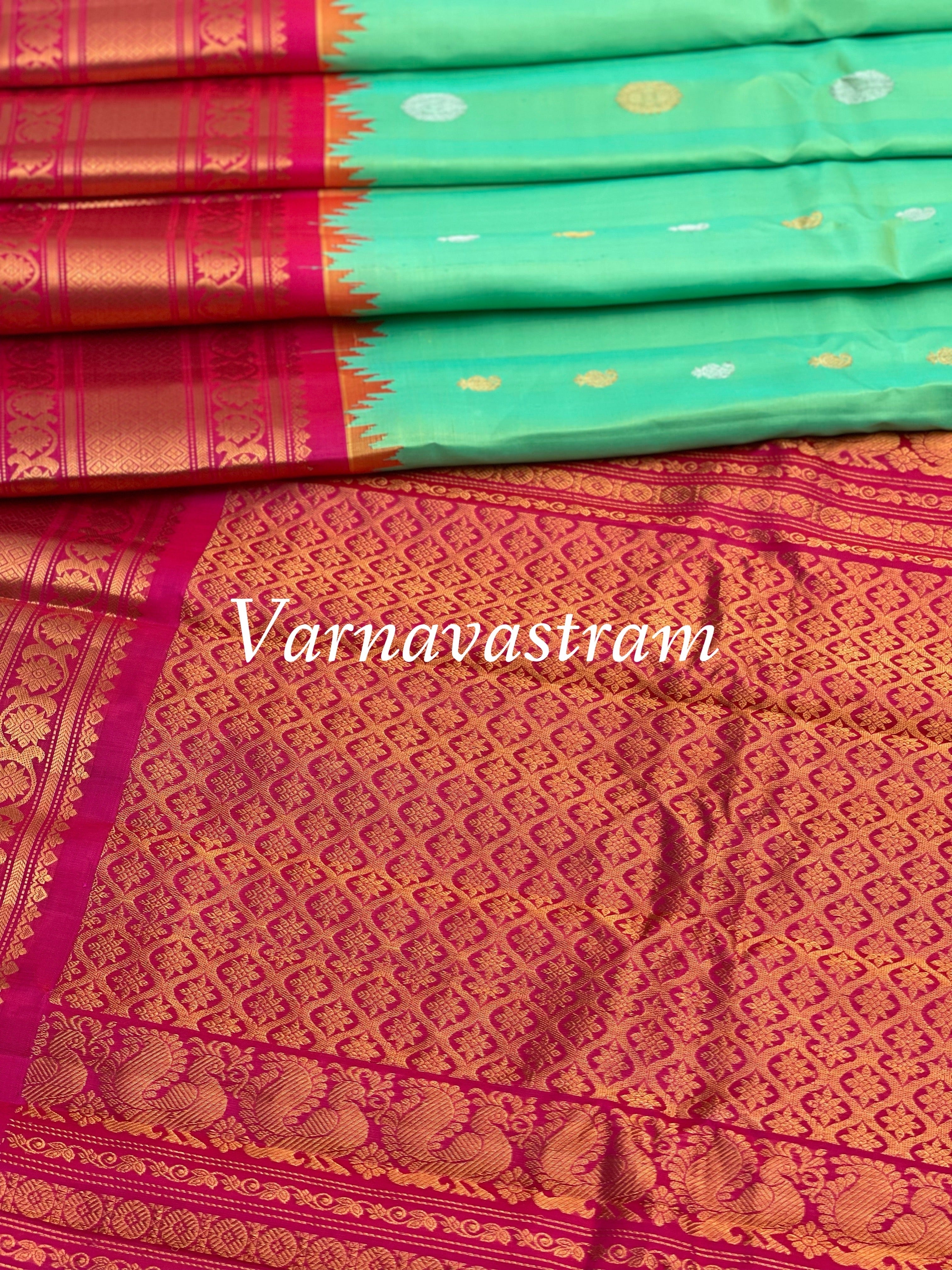 Gadwal Silk Handwoven Kuttu With Kanchi Border Saree