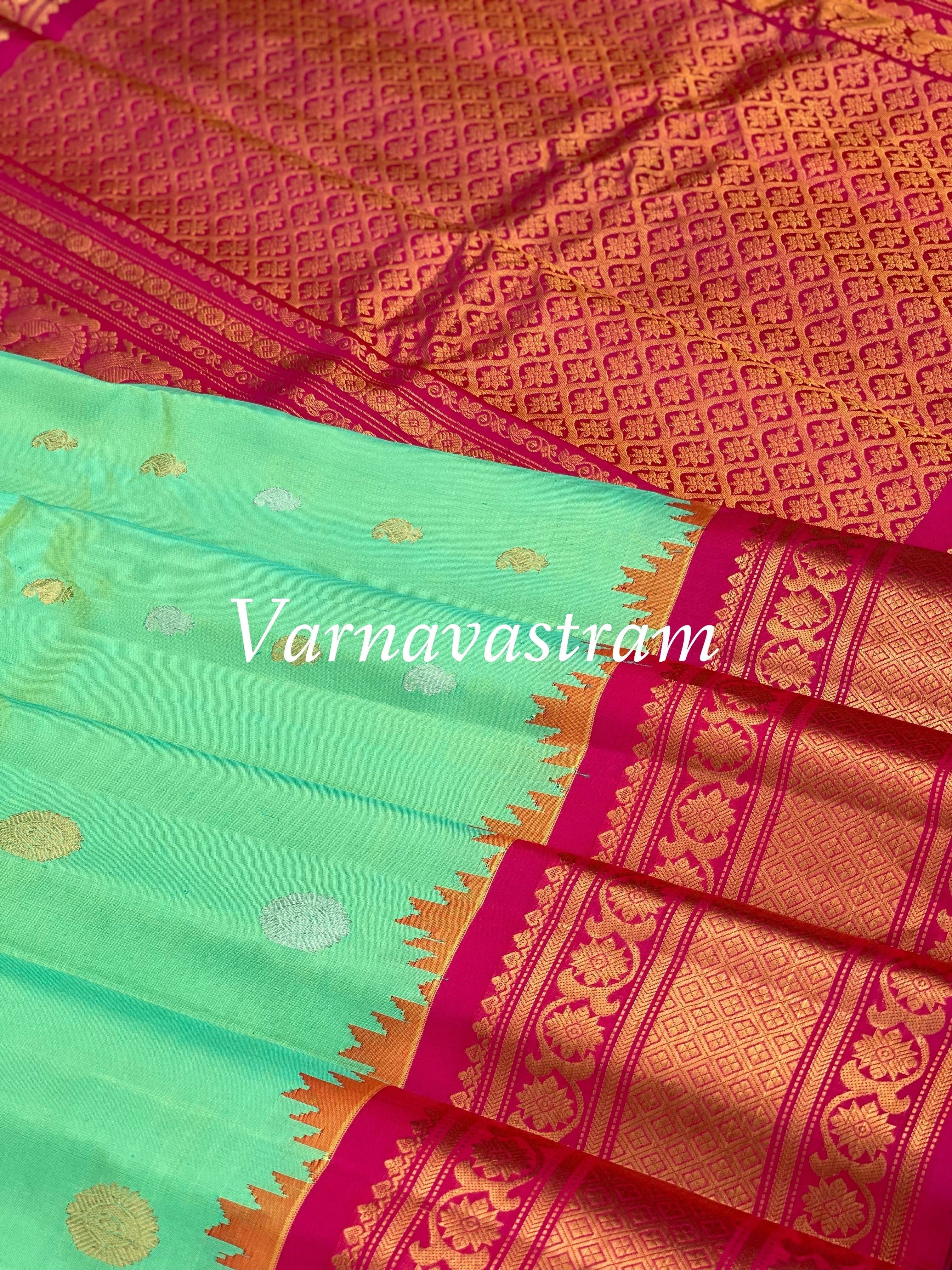 Gadwal Silk Handwoven Kuttu With Kanchi Border Saree