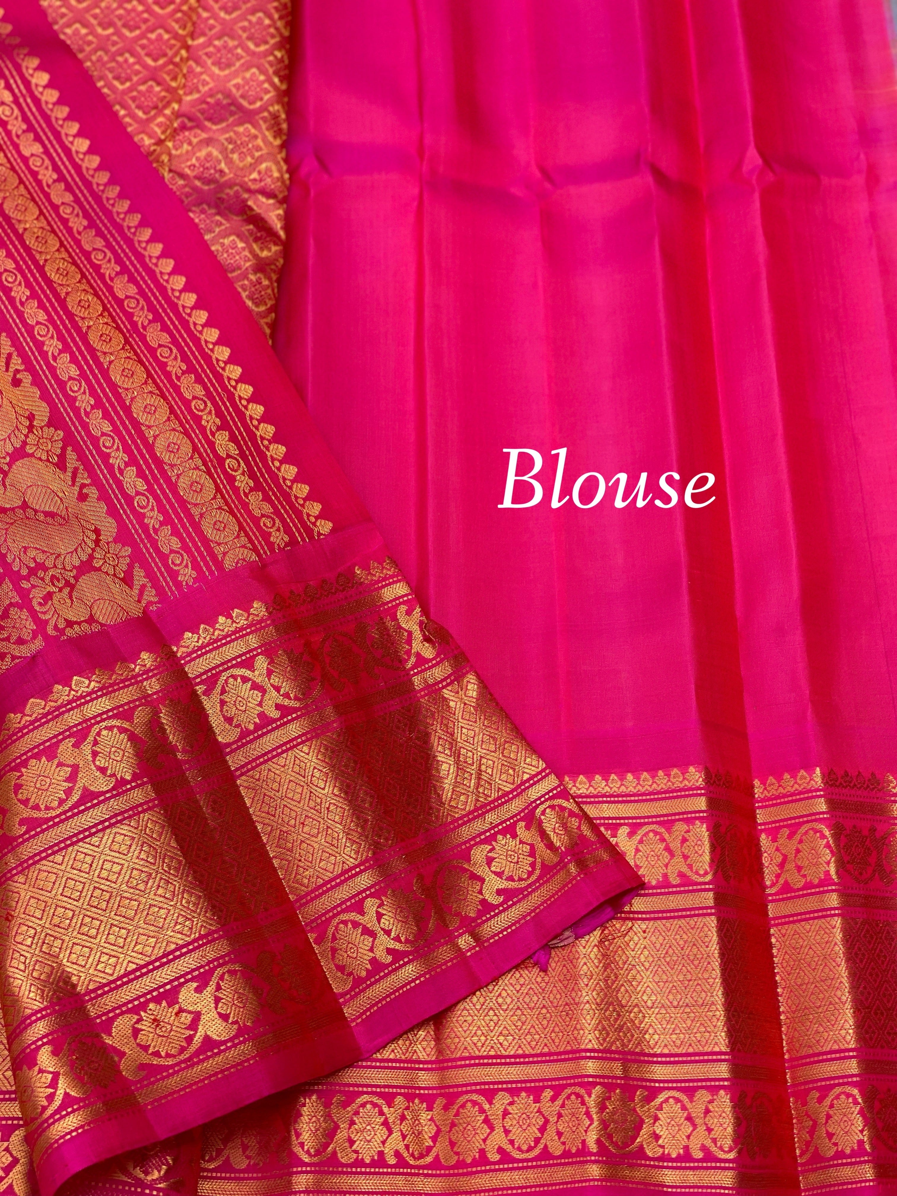 Gadwal Silk Handwoven Kuttu With Kanchi Border Saree