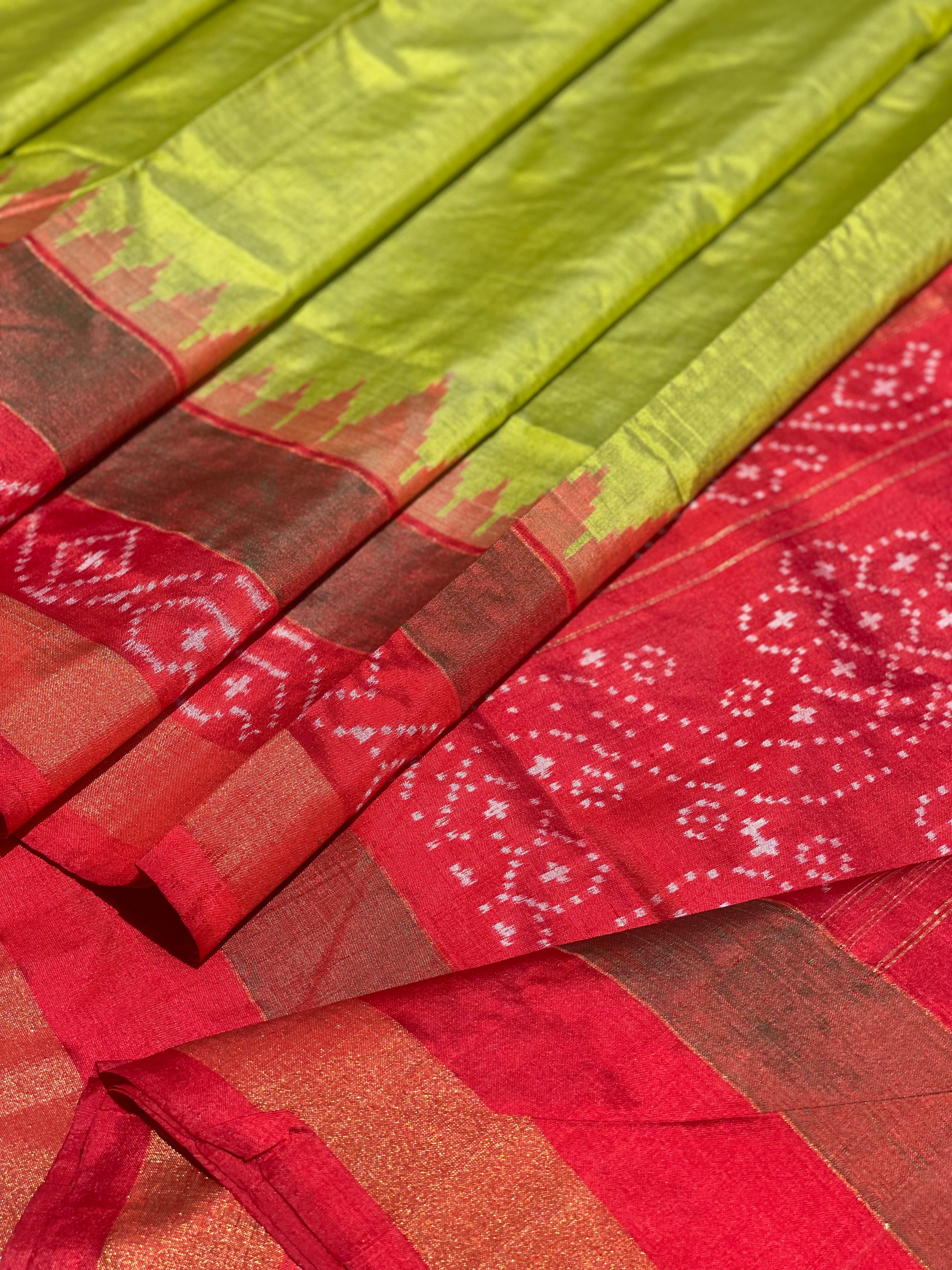 Tussar by mulberry silk Ikkat saree