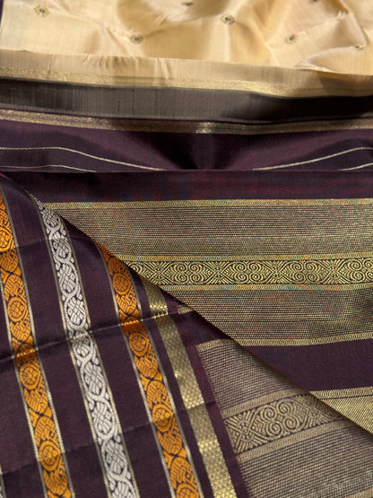 Reserved for Priya - No Zari Revival vintage korvai kanchivaram silk saree with 5 pettu border
