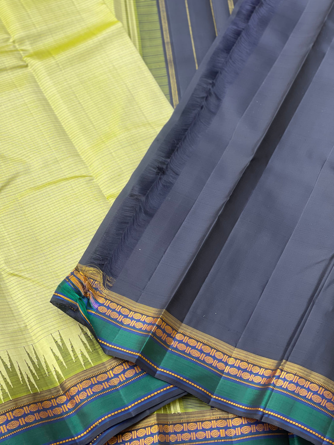 Threadwork korvai silk kanchivaram saree