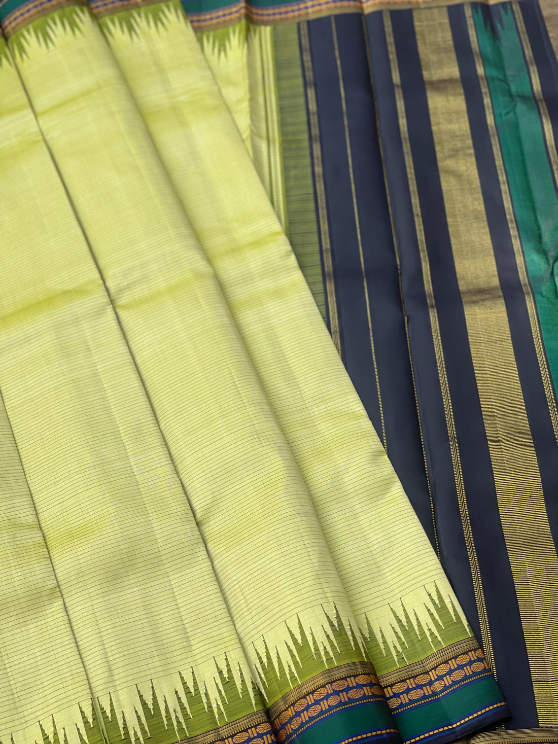 Threadwork korvai silk kanchivaram saree