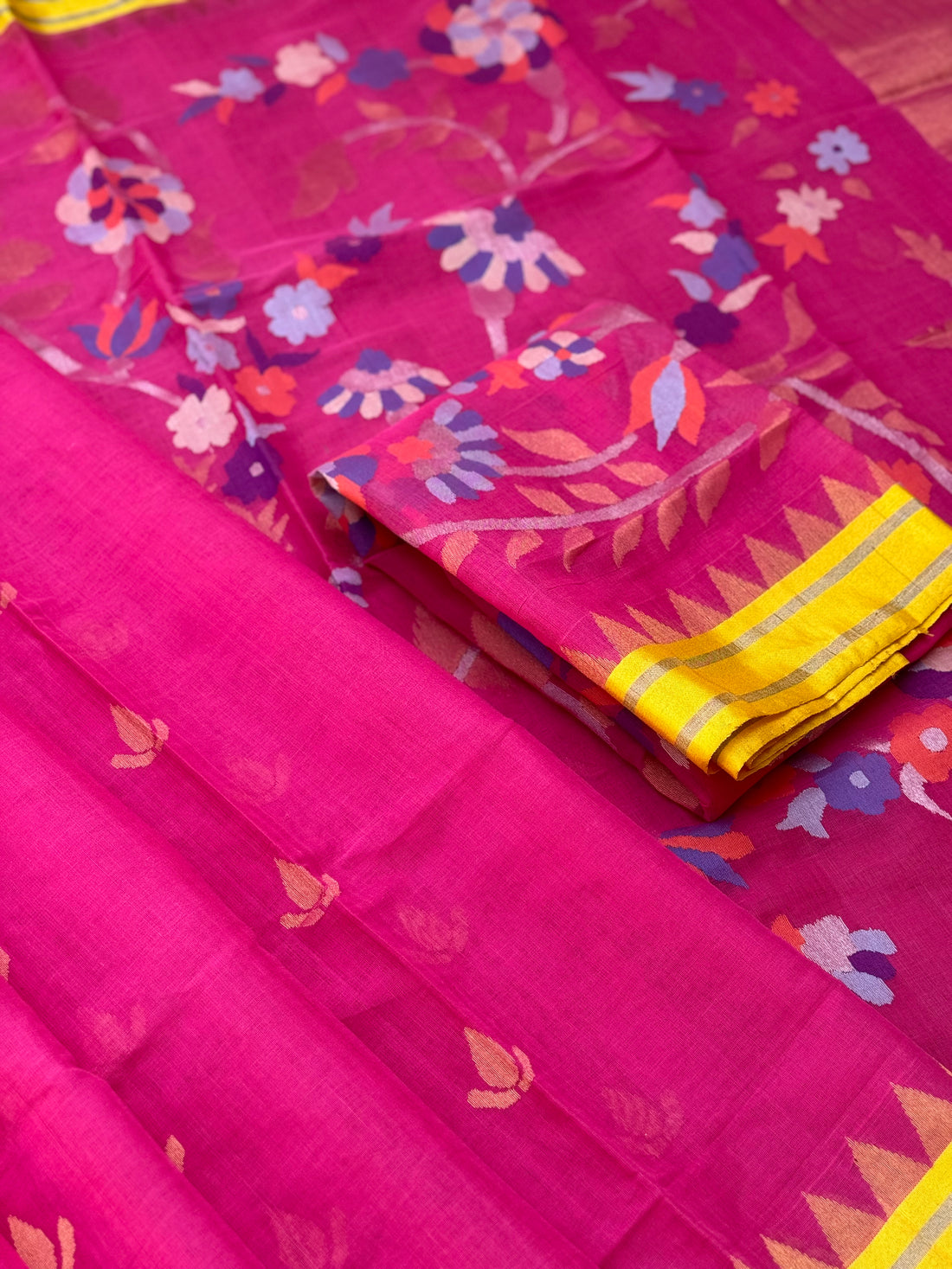 Handspun Ponduru Khadi pallu and blouse Jaal Jamdani Saree