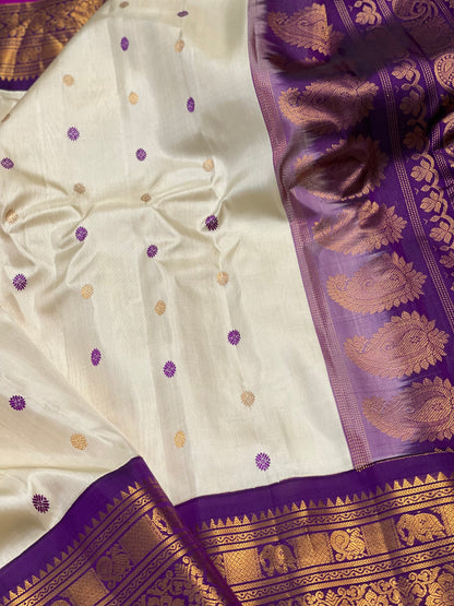 Gadwal silk saree with meenakari work and Kanchivaram turning border